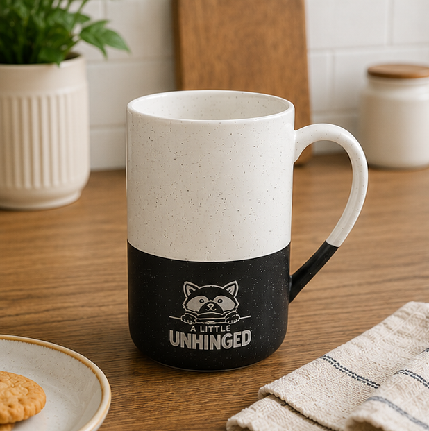 Jimothy “A Little Unhinged” Engraved Ceramic Mug, 13oz