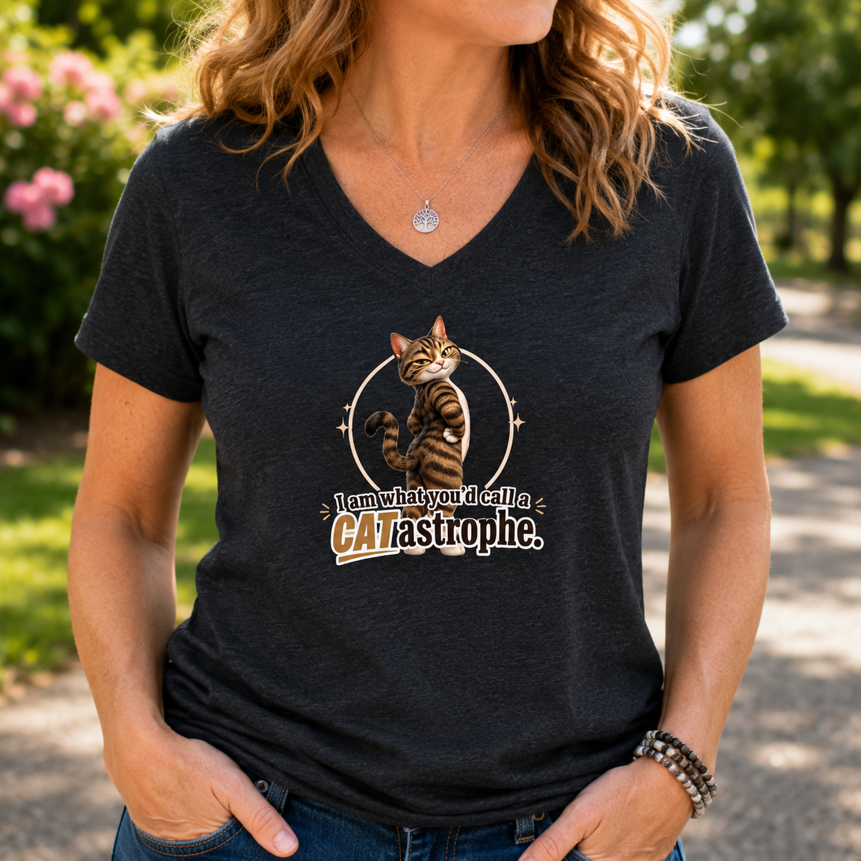 CATastrophe Women’s Relaxed V-Neck T-Shirt