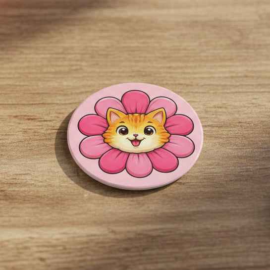 Blooming Cat Coaster – Tiny Burst of Joy - Decor, Coasters - EpiAl's Shop