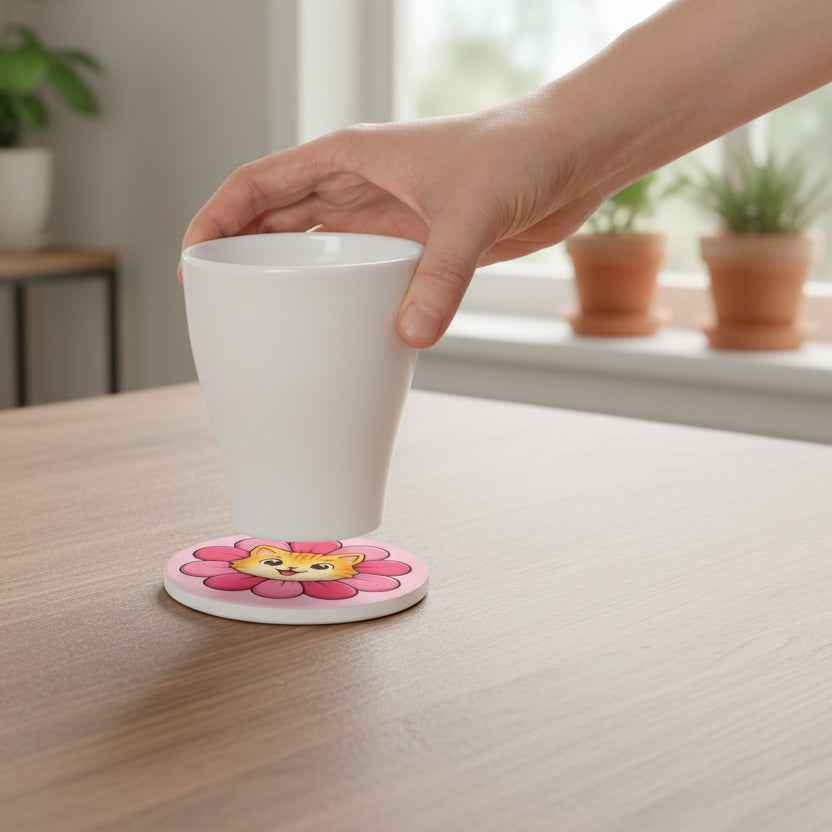 Blooming Cat Coaster – Tiny Burst of Joy - Decor, Coasters - EpiAl's Shop