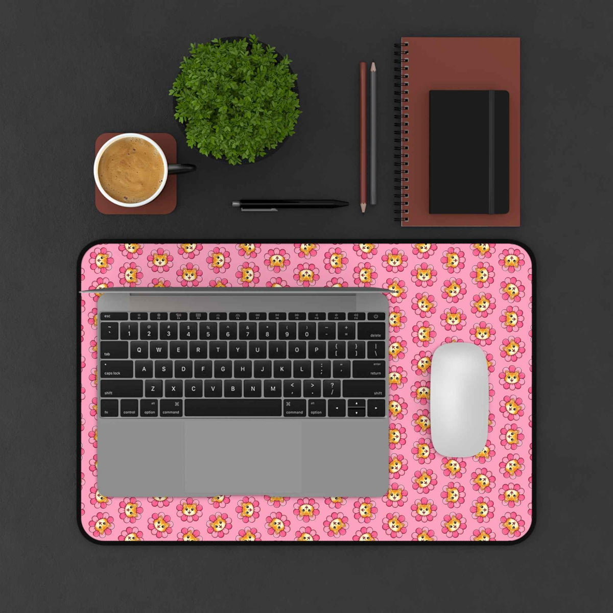 Blooming Chaos Pink Cat Pattern Desk Mat - Pads, Mouse & Desk - EpiAl's Shop