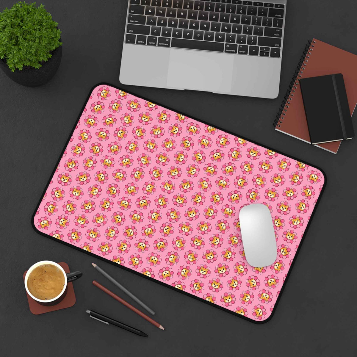 Blooming Chaos Pink Cat Pattern Desk Mat - Pads, Mouse & Desk - EpiAl's Shop