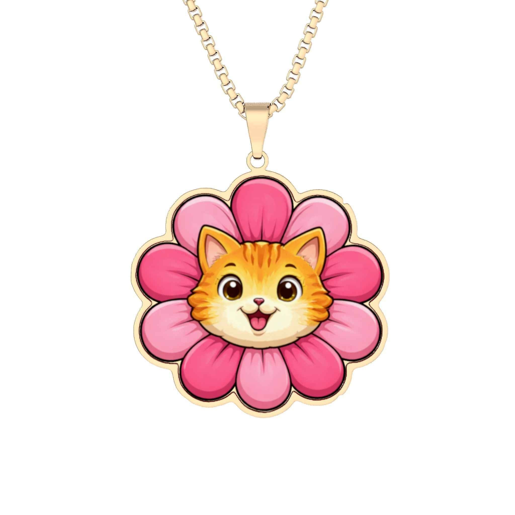 Blooming Menace Cat Flower Necklace | Cute Floral Chaos Pendant - Jewelry, Necklaces - EpiAl's Shop