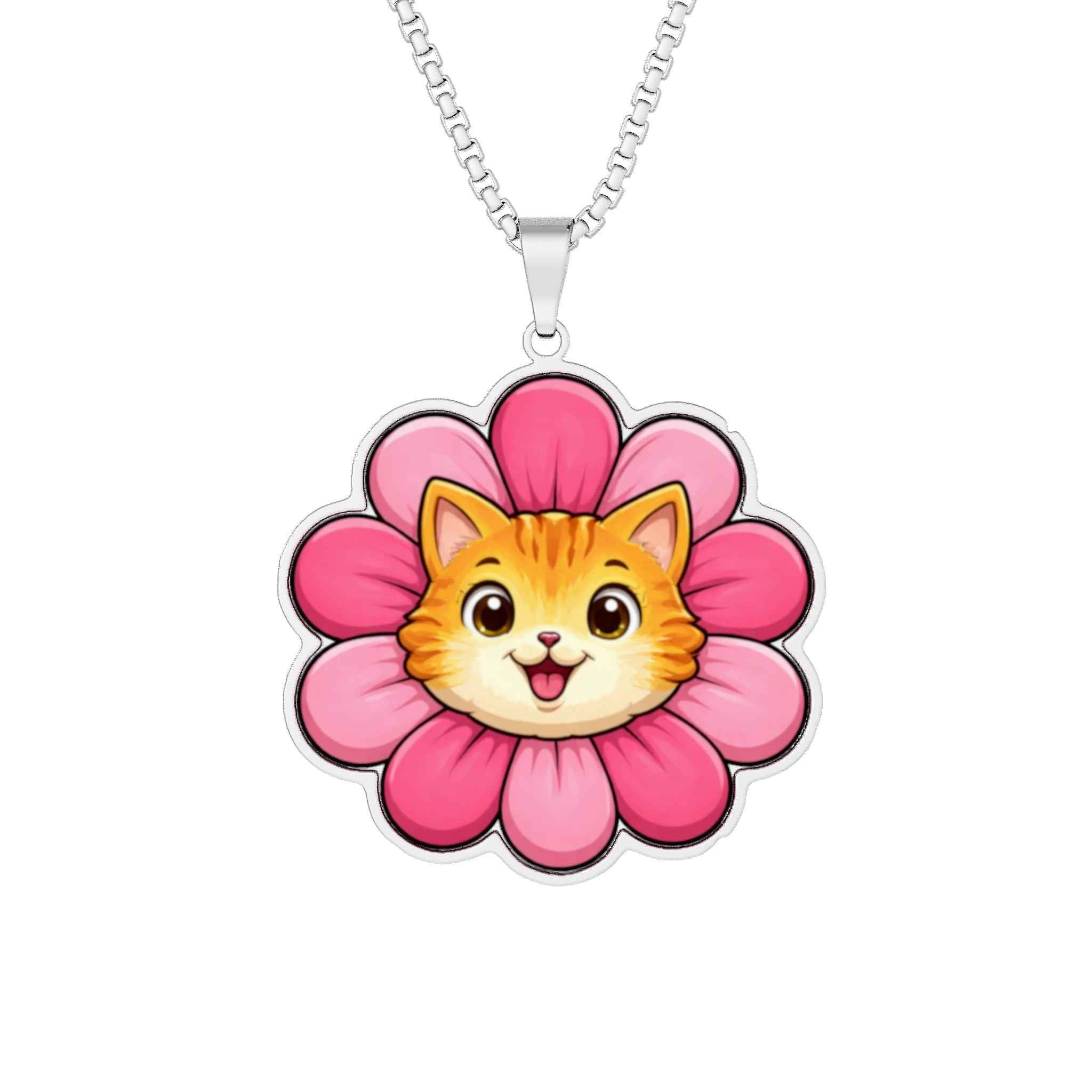Blooming Menace Cat Flower Necklace | Cute Floral Chaos Pendant - Jewelry, Necklaces - EpiAl's Shop