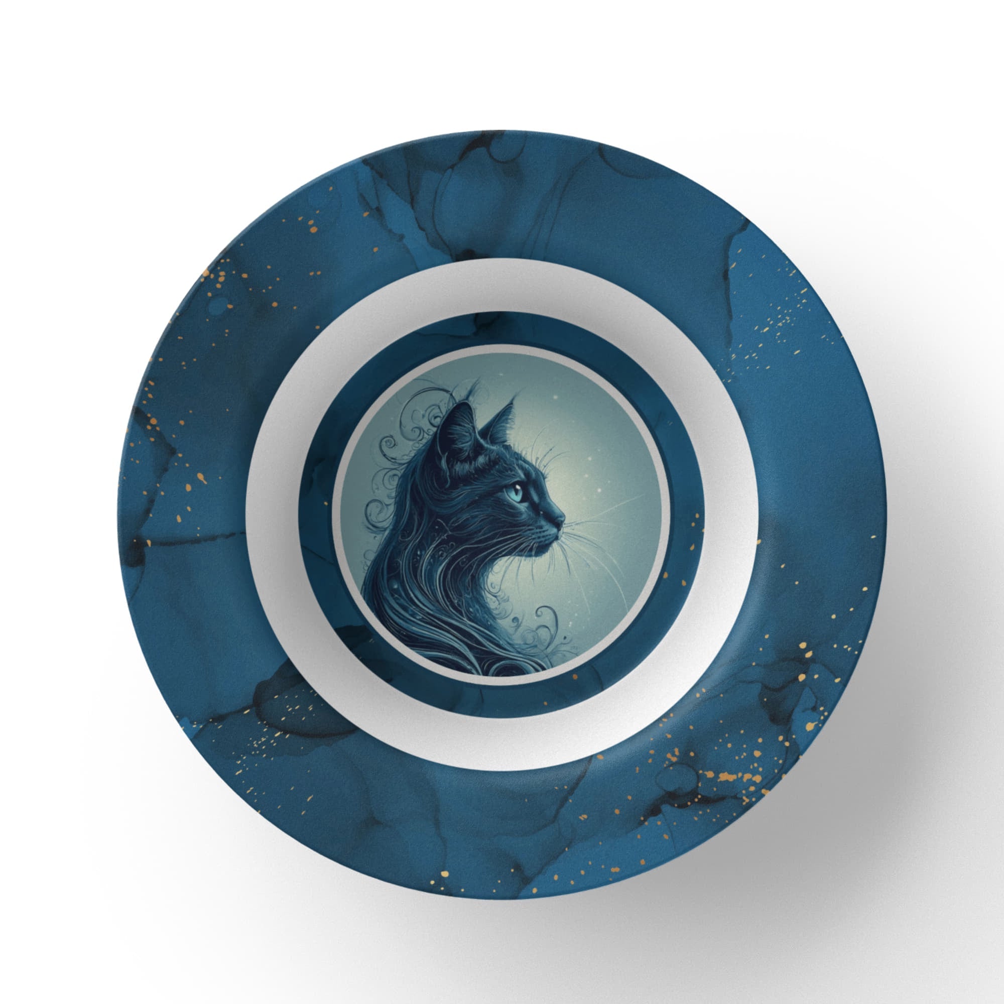 Blue Cat with Gold Accents Collectible Bowl - Decor, Kitchen & Dining, Bowls - EpiAl's Shop