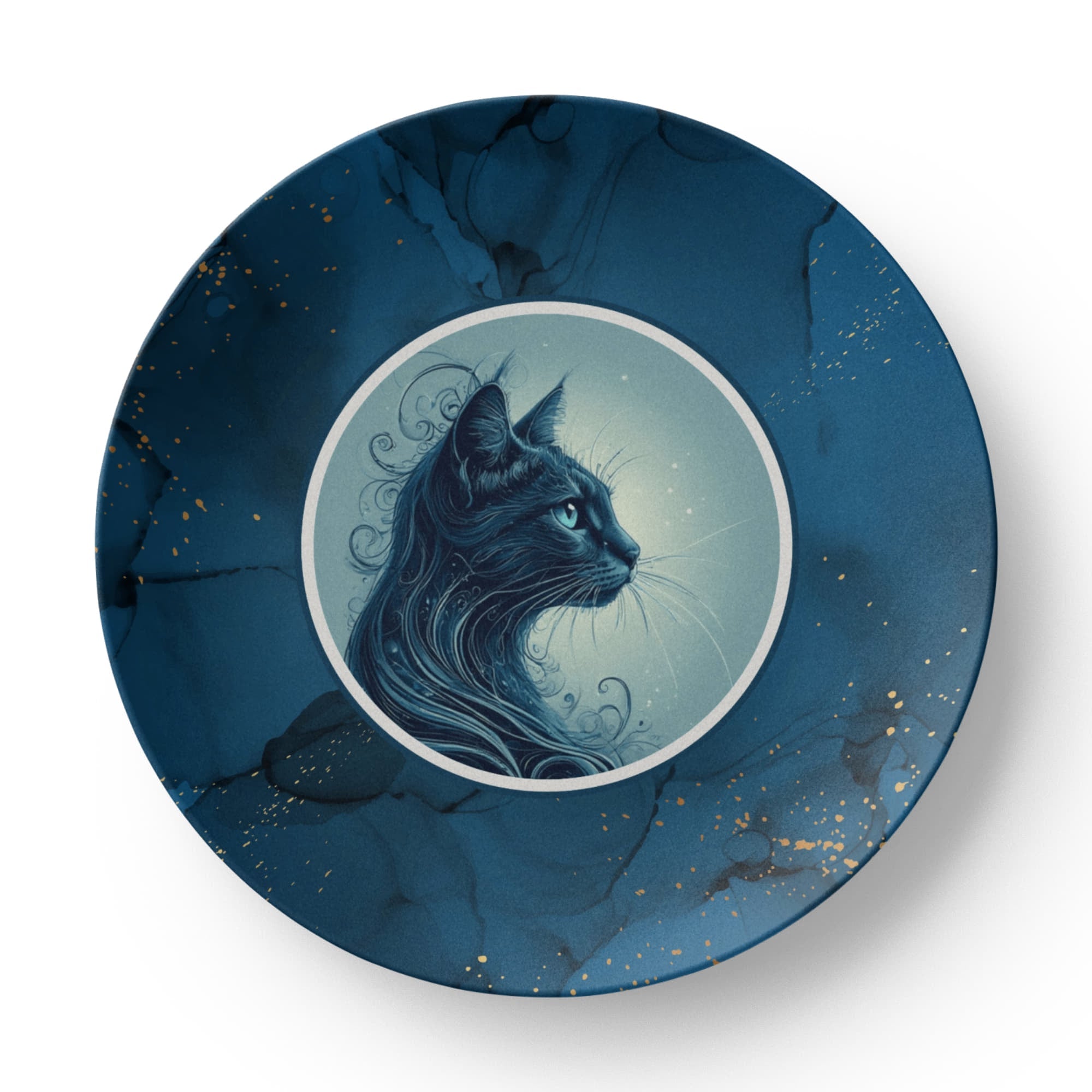 Blue Cat with Gold Accents Collectible Plate - Decor, Kitchen & Dining, Plates - EpiAl's Shop