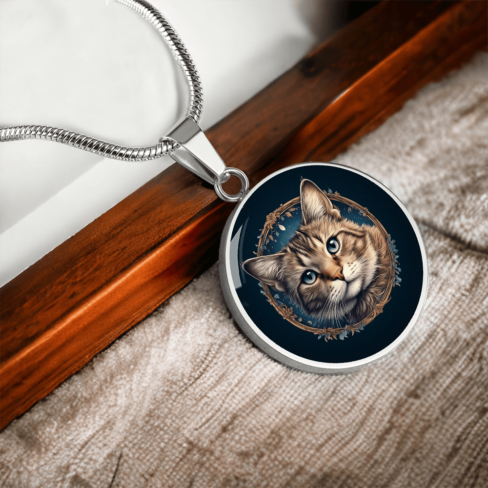 Blue Eyed Kitty Small Pendant Necklace - Jewelry, Necklaces - EpiAl's Shop