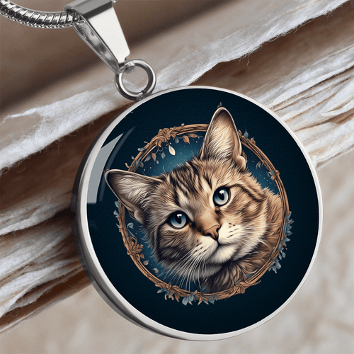 Blue Eyed Kitty Small Pendant Necklace - Jewelry, Necklaces - EpiAl's Shop