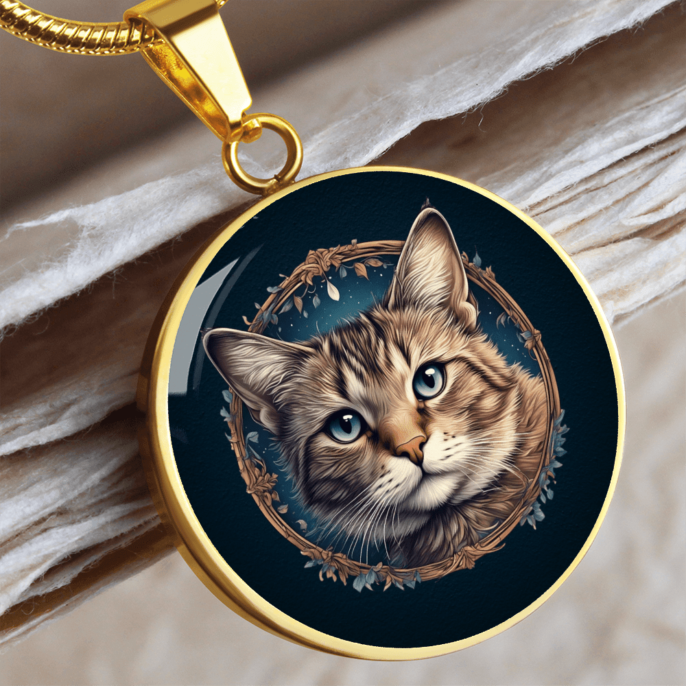 Blue Eyed Kitty Small Pendant Necklace - Jewelry, Necklaces - EpiAl's Shop