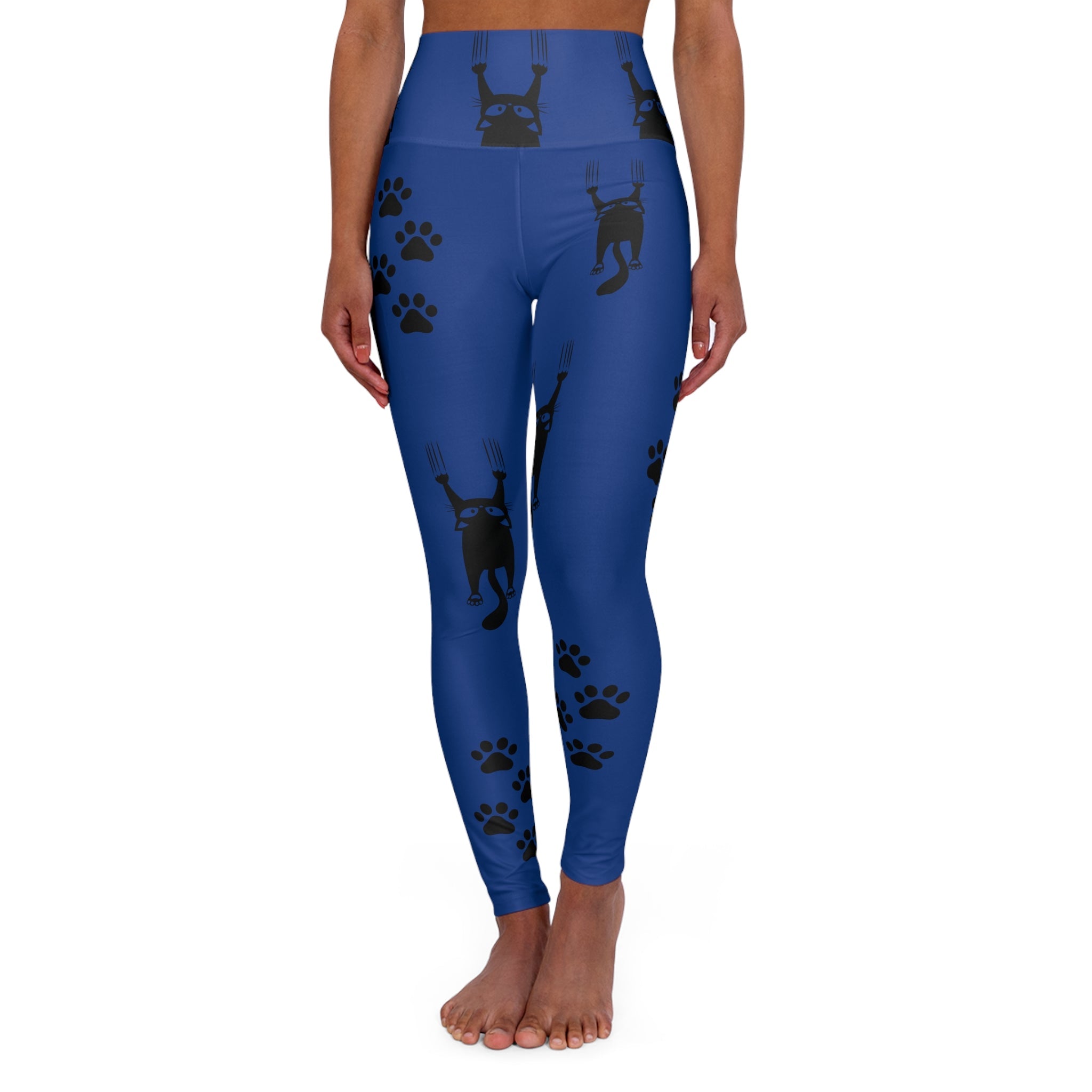 Blue Scared Kitty High Waisted Yoga Leggings - Clothing, Pants & Leggings - EpiAl's Shop