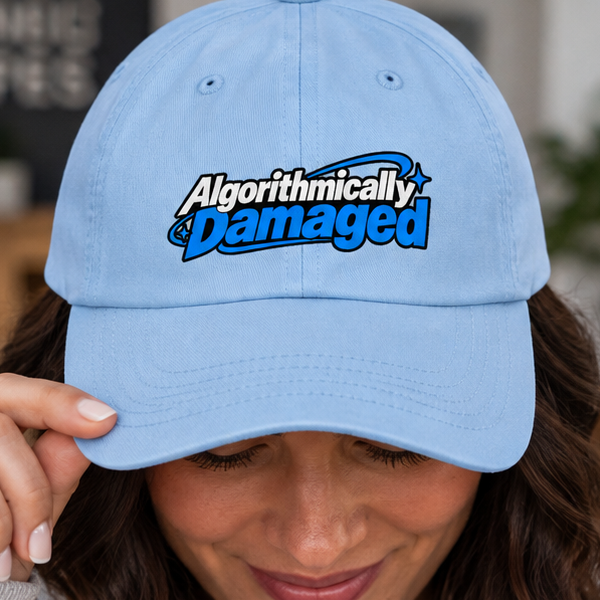 Algorithmically Damaged Dad Hat | Funny Algorithm Social Media Cap
