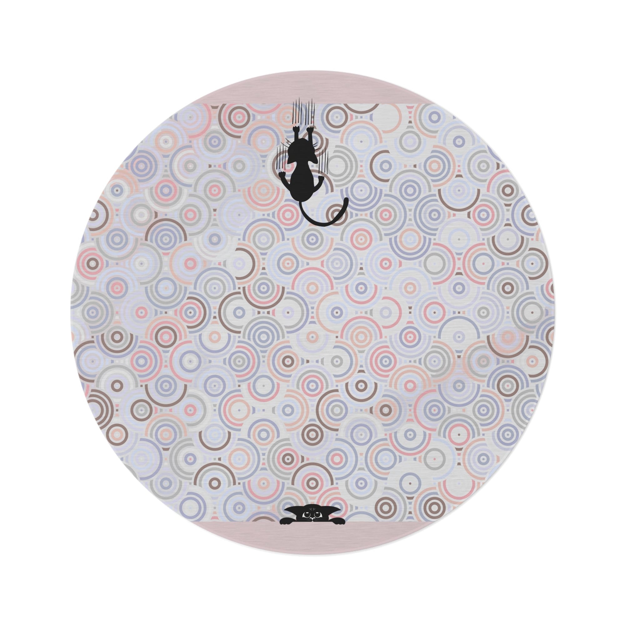 Bohemian Peeking Kitties Round Rug with Colorful Swirls - Decor, Home, Rugs & Doormats - EpiAl's Shop