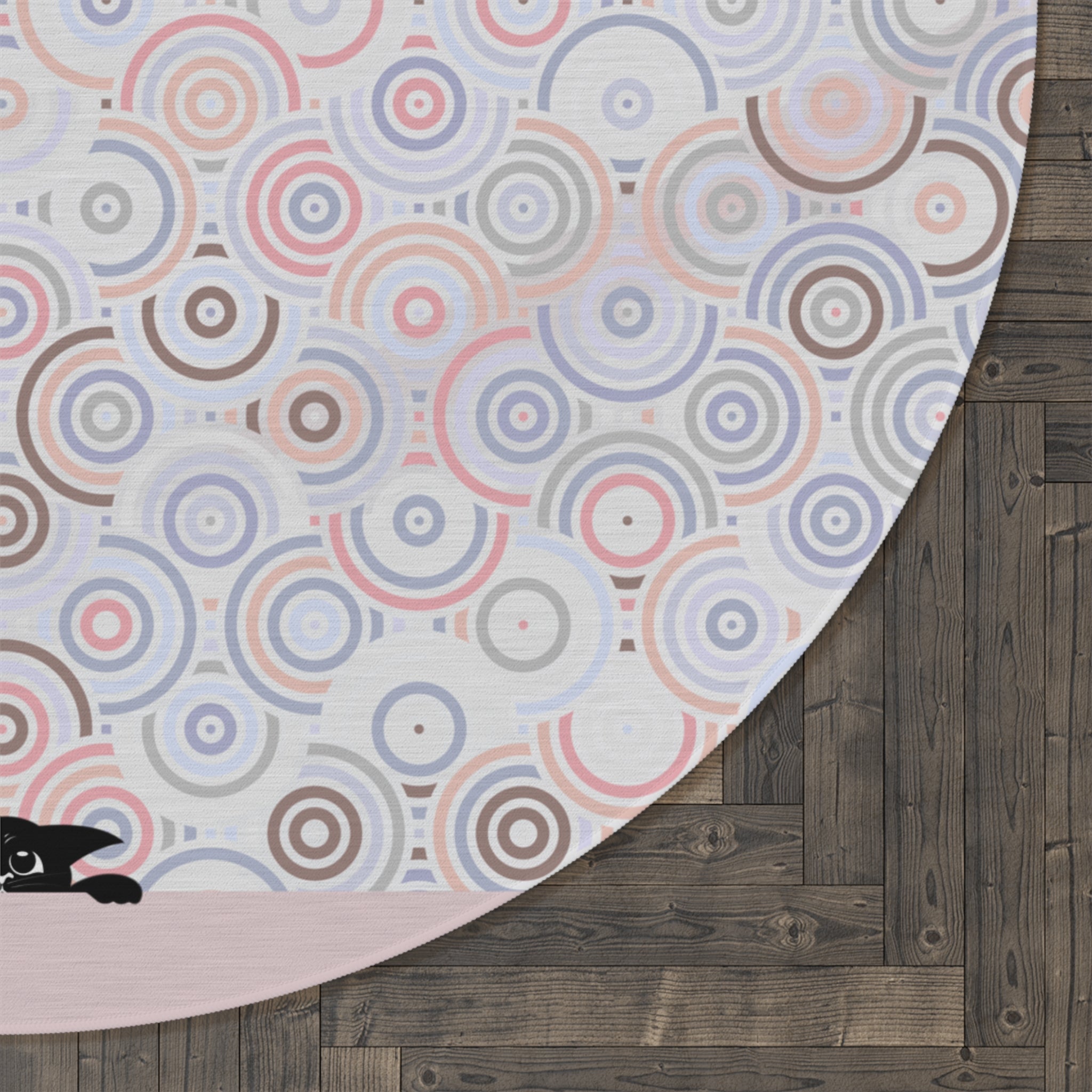 Bohemian Peeking Kitties Round Rug with Colorful Swirls - Decor, Home, Rugs & Doormats - EpiAl's Shop