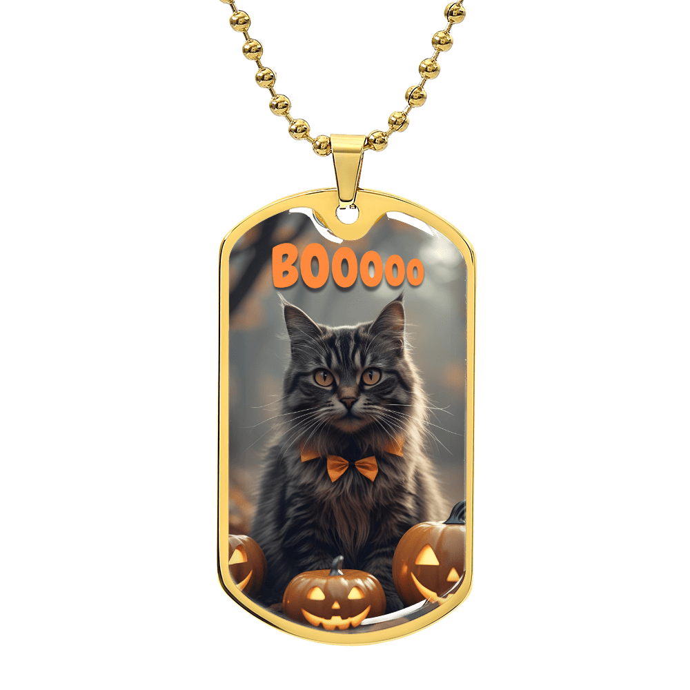 Boooo Kitty Halloween Dog Tag Necklace - Jewelry, Necklaces - EpiAl's Shop