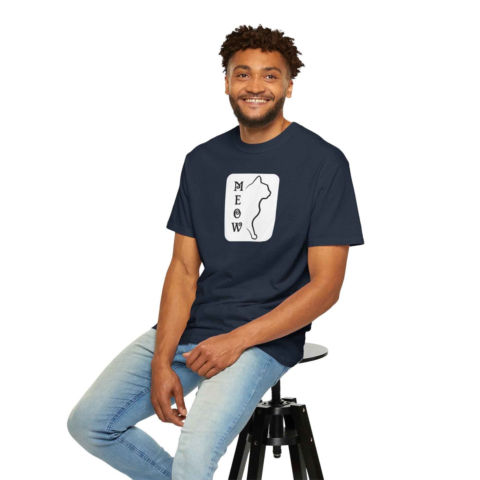 Boxy Meow Unisex Garment - Dyed T - shirt - T - Shirt - Epileptic Al’s Shop
