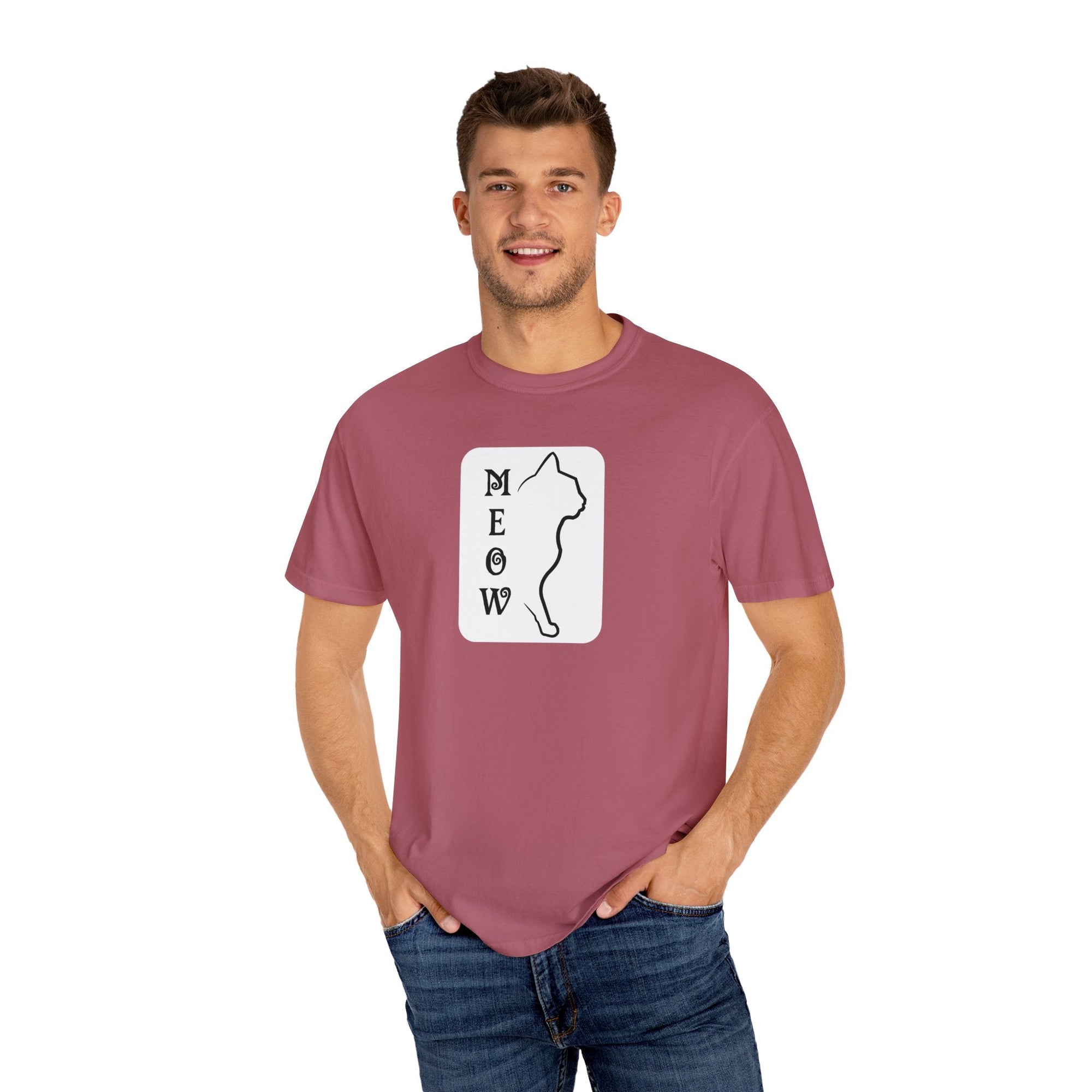 Boxy Meow Unisex Garment - Dyed T - shirt - T - Shirt - Epileptic Al’s Shop