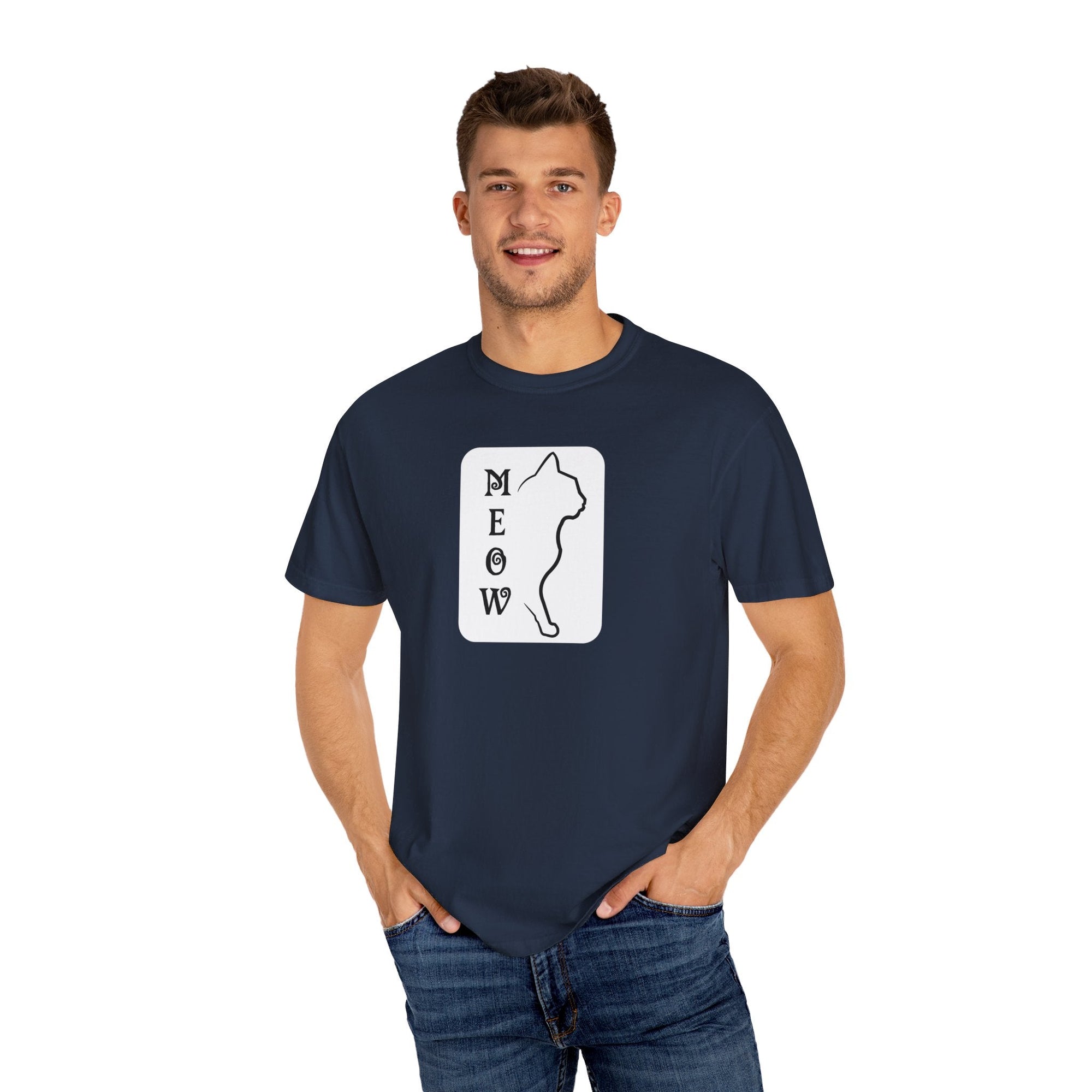 Boxy Meow Unisex Garment - Dyed T - shirt - T - Shirt - Epileptic Al’s Shop