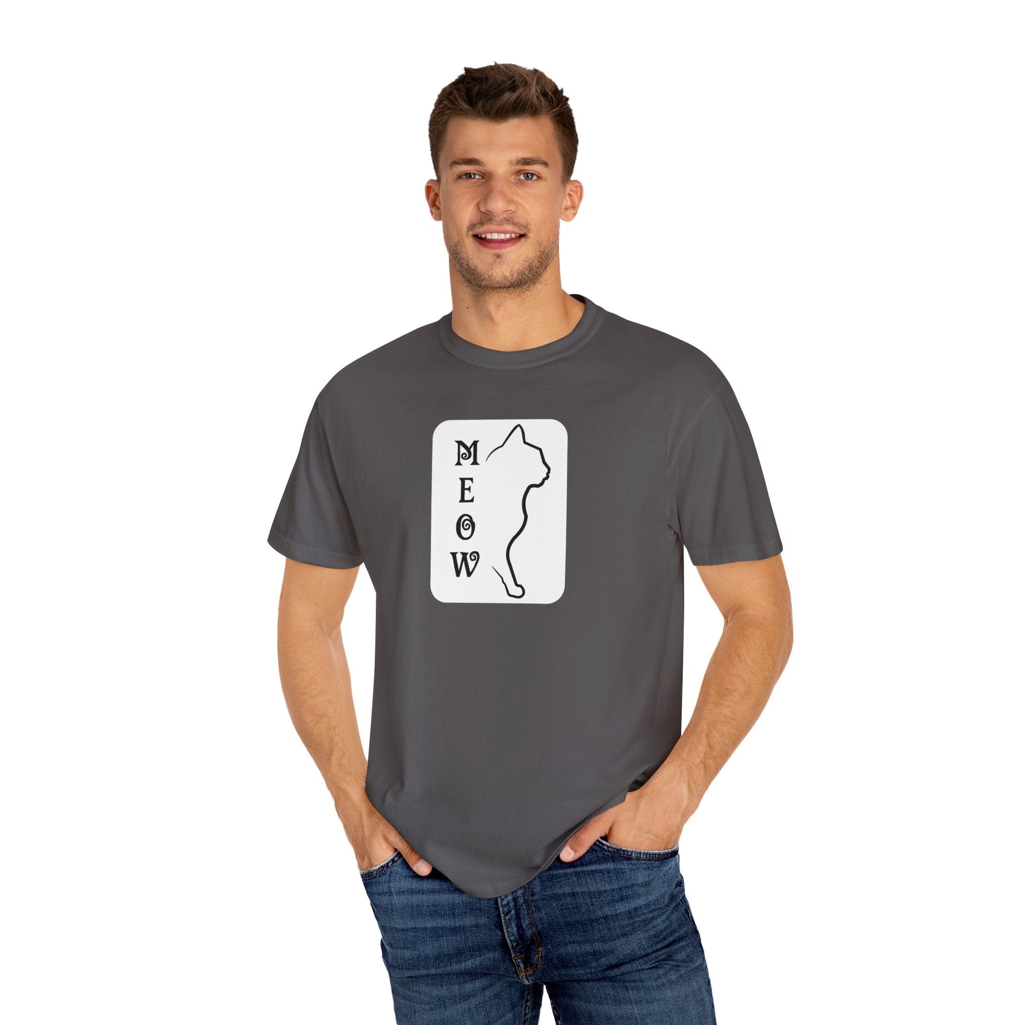 Boxy Meow Unisex Garment - Dyed T - shirt - T - Shirt - Epileptic Al’s Shop