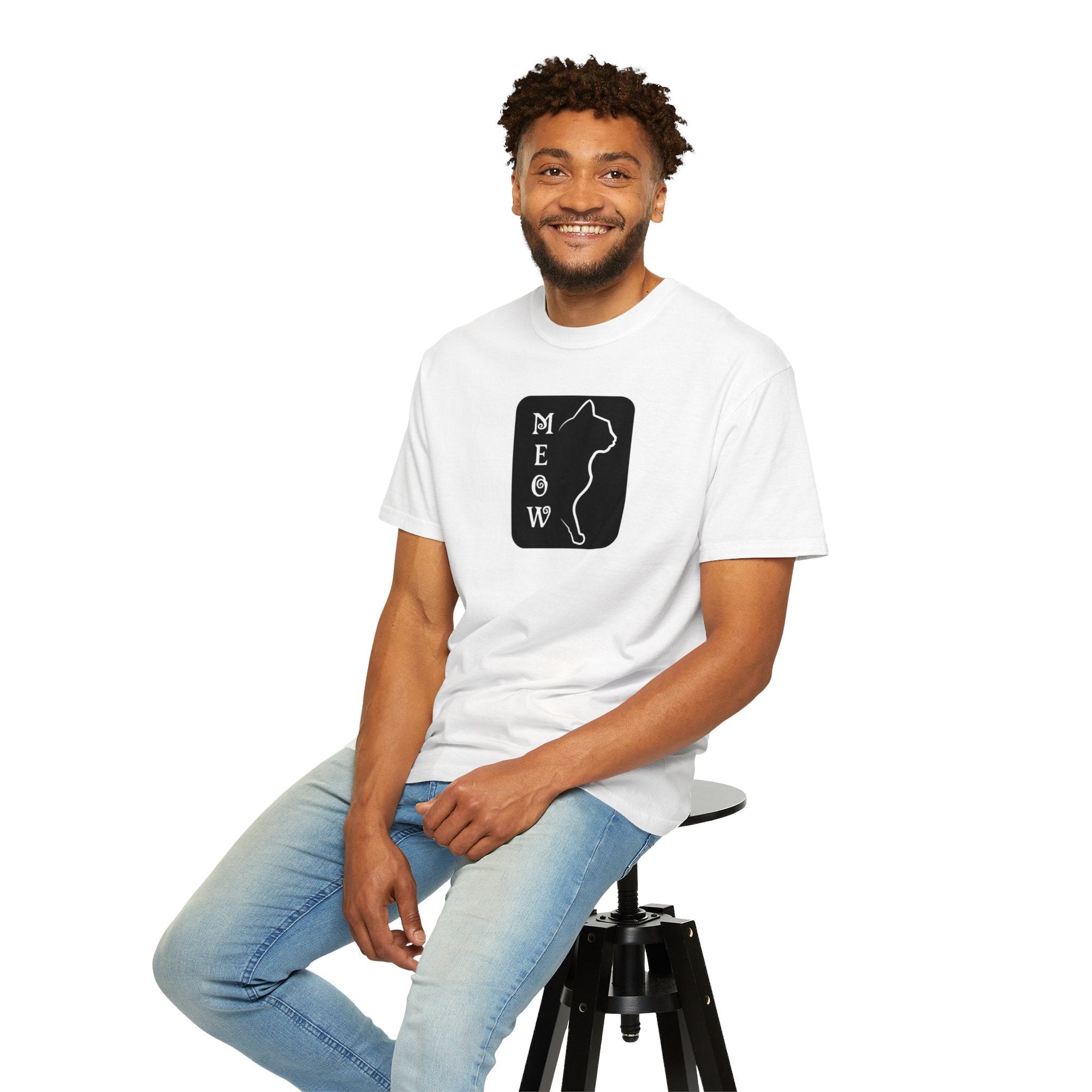 Boxy Meow Unisex Garment - Dyed T - shirt - T - Shirt - Epileptic Al’s Shop