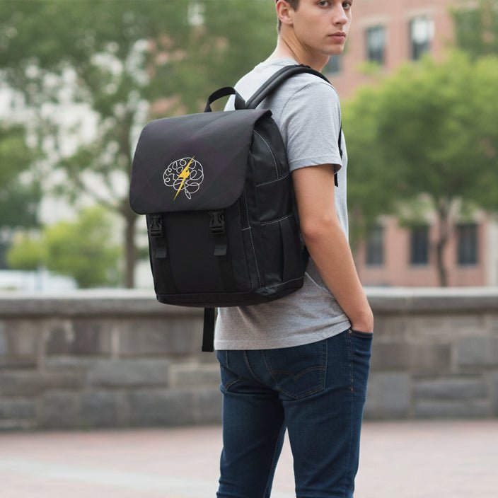Brain Lightning Bolt Canvas Shoulder Backpack - Bags, Backpack - EpiAl's Shop