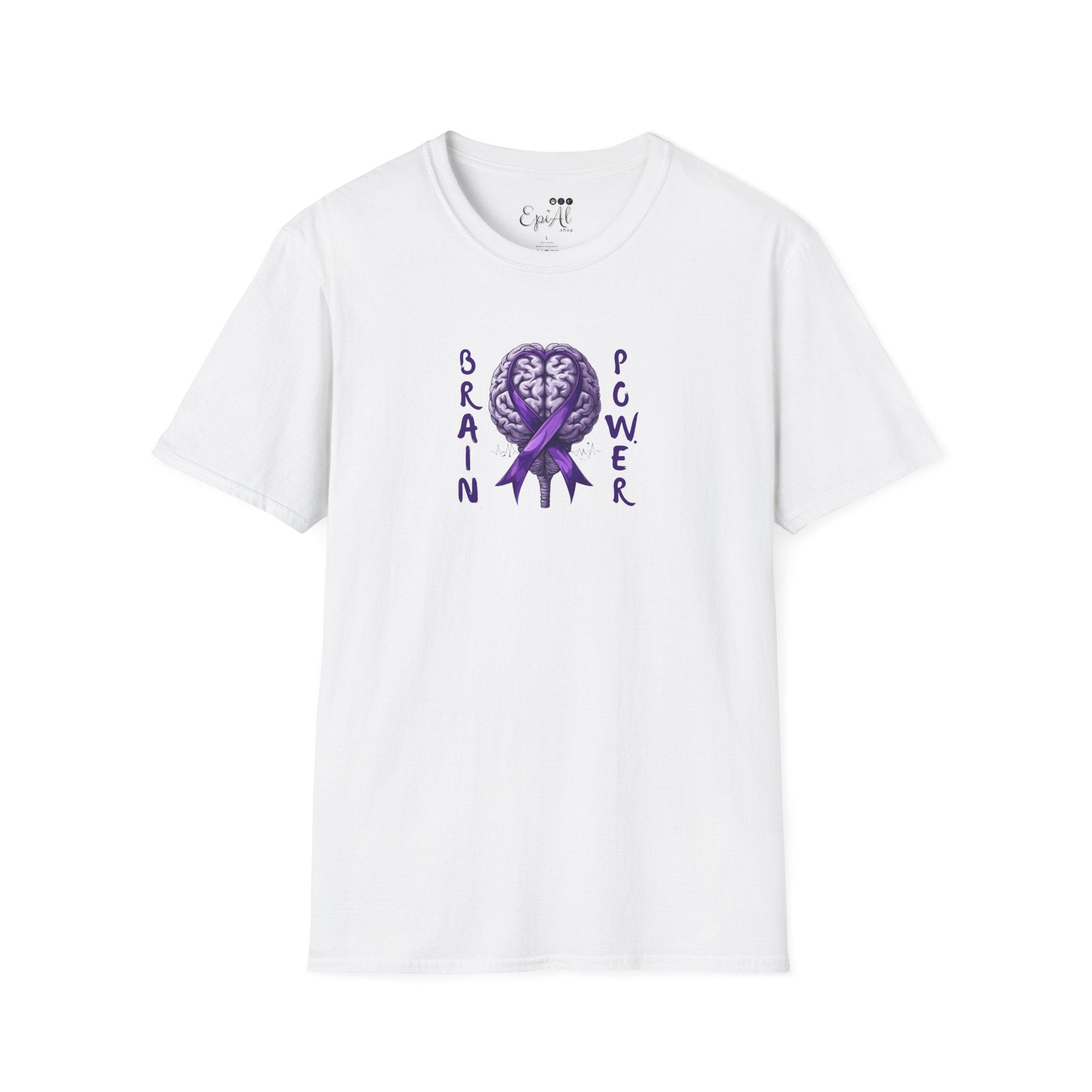 Brain Power Unisex Softstyle T-Shirt, Purple Ribbon Tee - Clothing, T-shirts - EpiAl's Shop