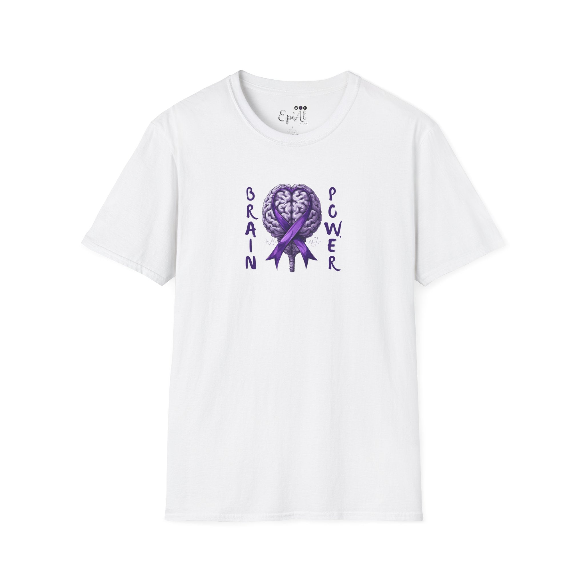 Brain Power Unisex Softstyle T-Shirt, Purple Ribbon Tee - Clothing, T-shirts - EpiAl's Shop