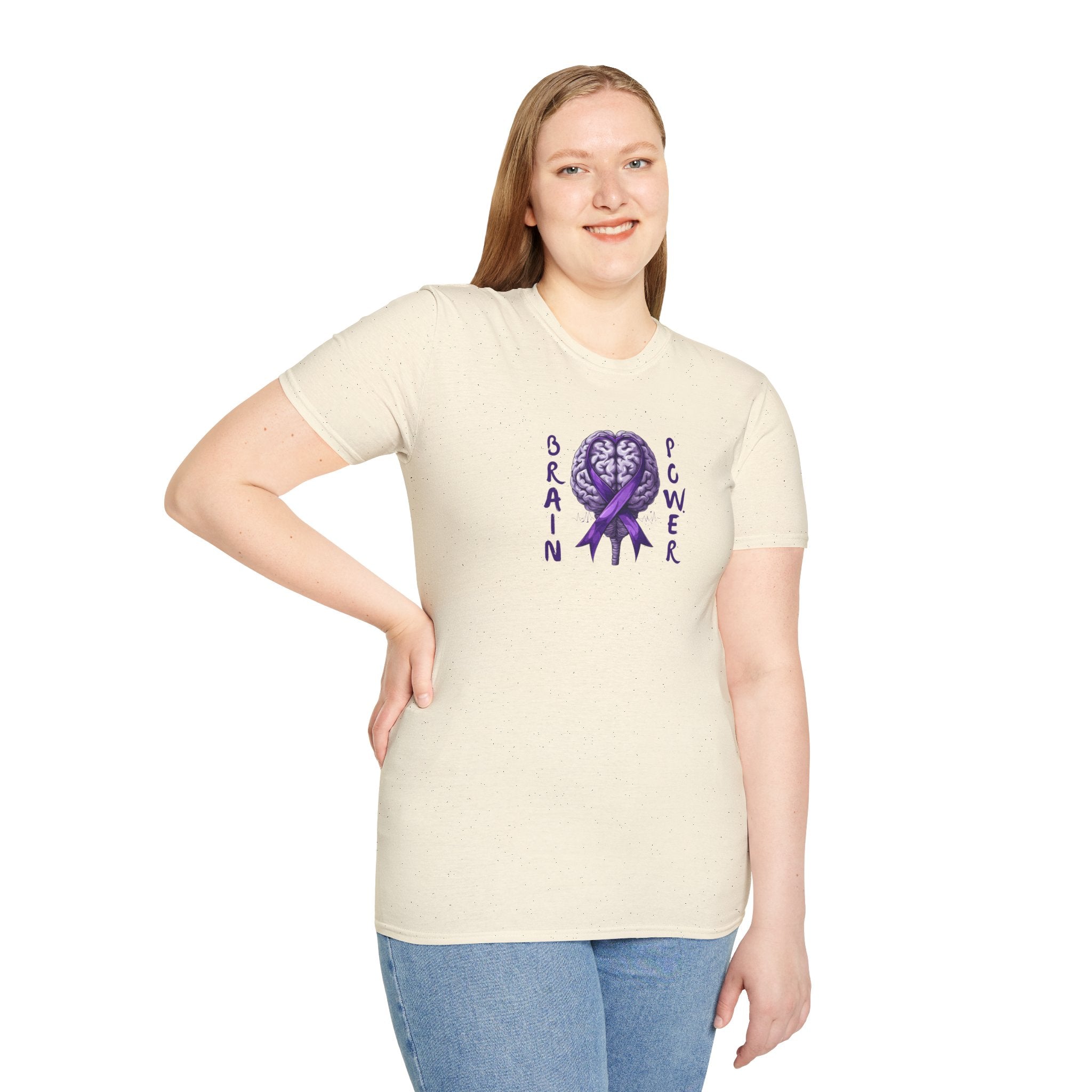 Brain Power Unisex Softstyle T-Shirt, Purple Ribbon Tee - Clothing, T-shirts - EpiAl's Shop