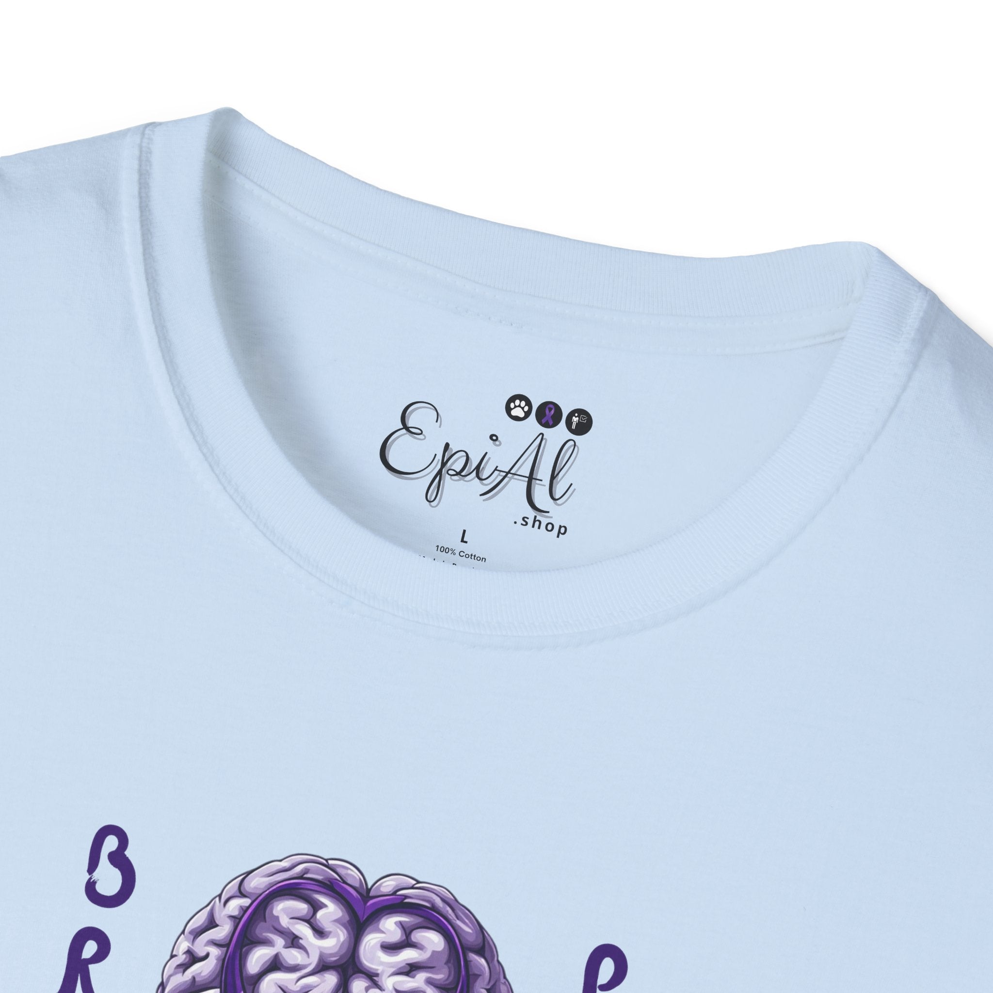 Brain Power Unisex Softstyle T-Shirt, Purple Ribbon Tee - Clothing, T-shirts - EpiAl's Shop