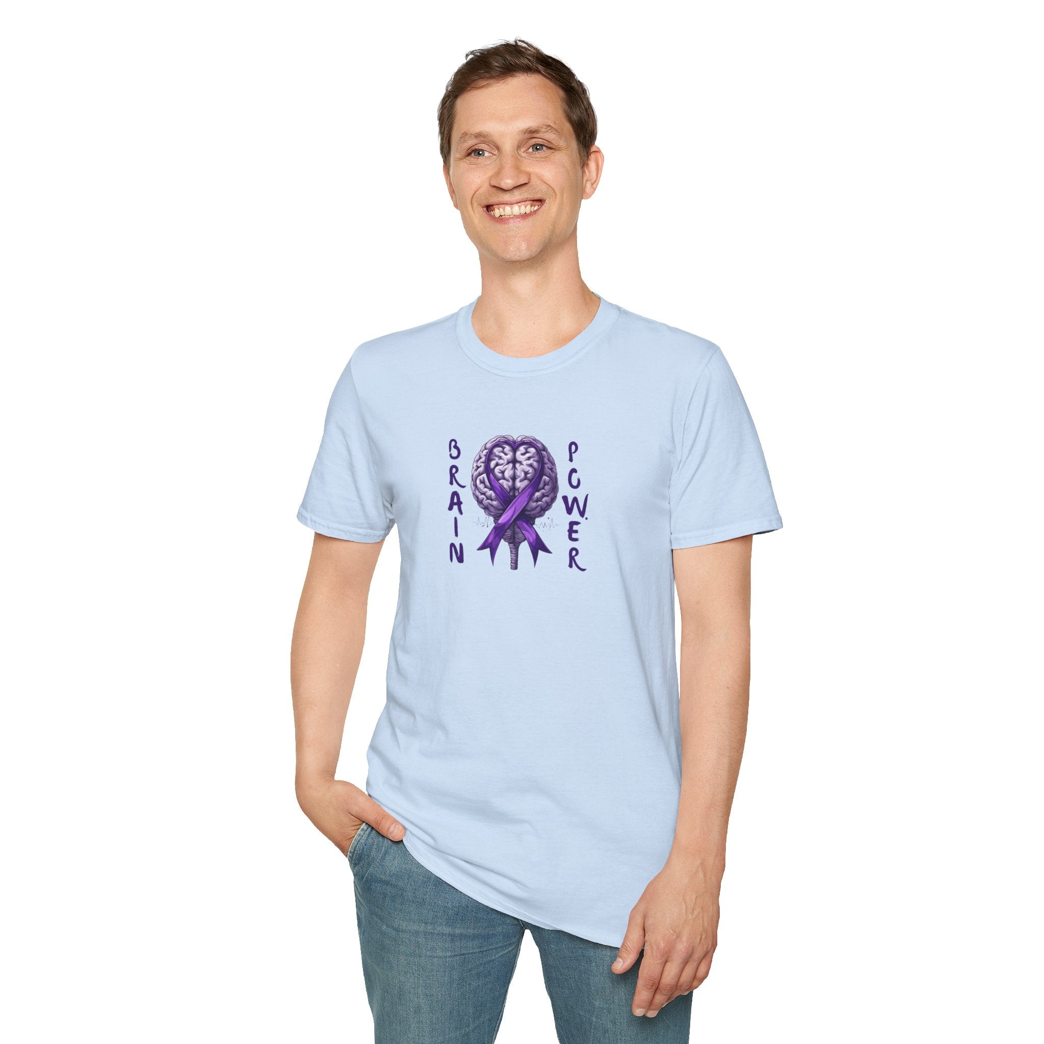 Brain Power Unisex Softstyle T-Shirt, Purple Ribbon Tee - Clothing, T-shirts - EpiAl's Shop