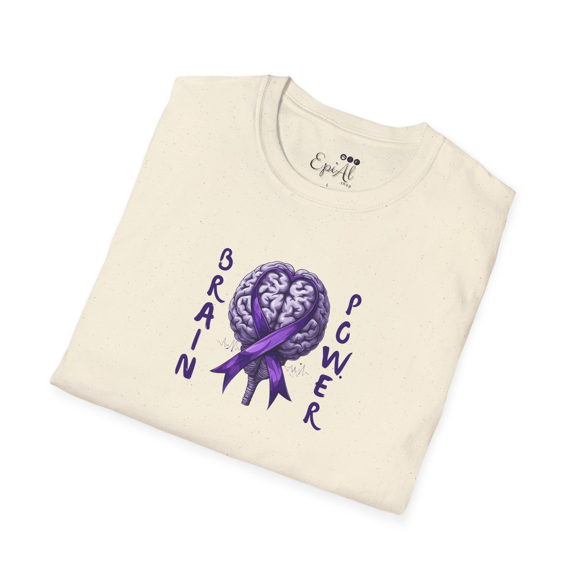Brain Power Unisex Softstyle T-Shirt, Purple Ribbon Tee - Clothing, T-shirts - EpiAl's Shop