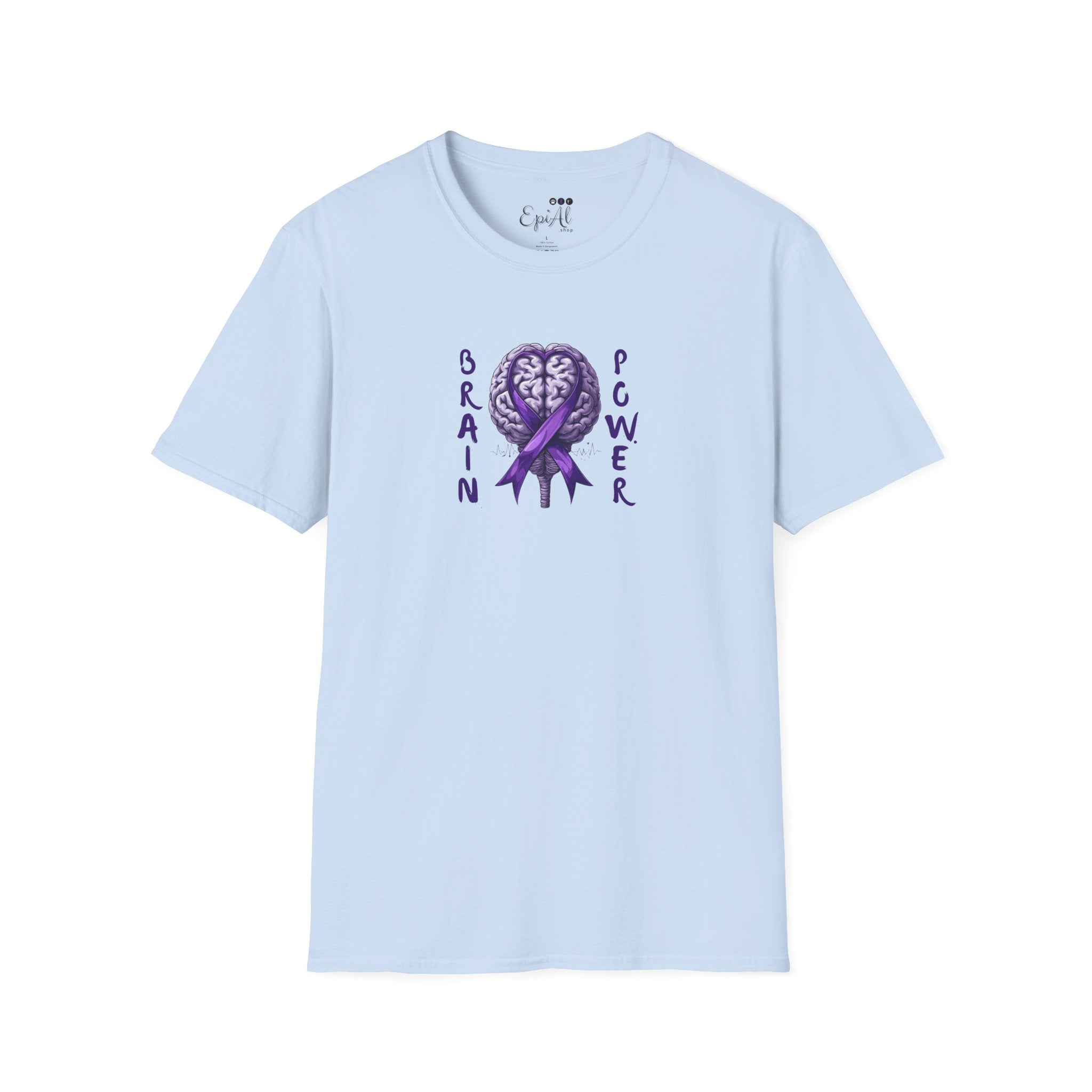 Brain Power Unisex Softstyle T-Shirt, Purple Ribbon Tee - Clothing, T-shirts - EpiAl's Shop