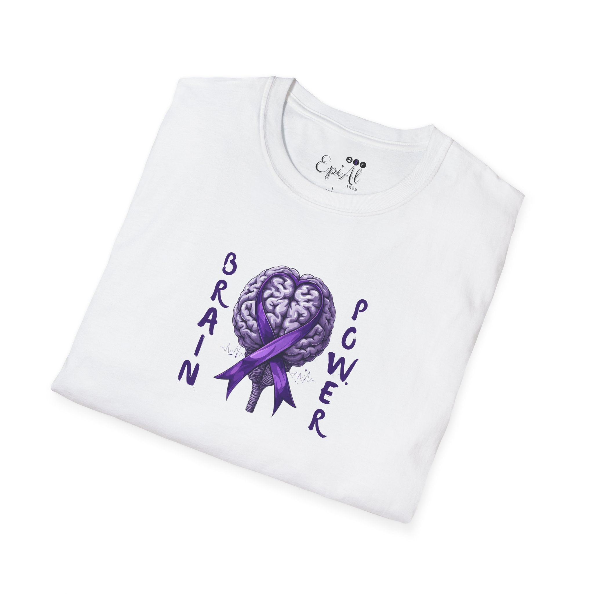 Brain Power Unisex Softstyle T-Shirt, Purple Ribbon Tee - Clothing, T-shirts - EpiAl's Shop