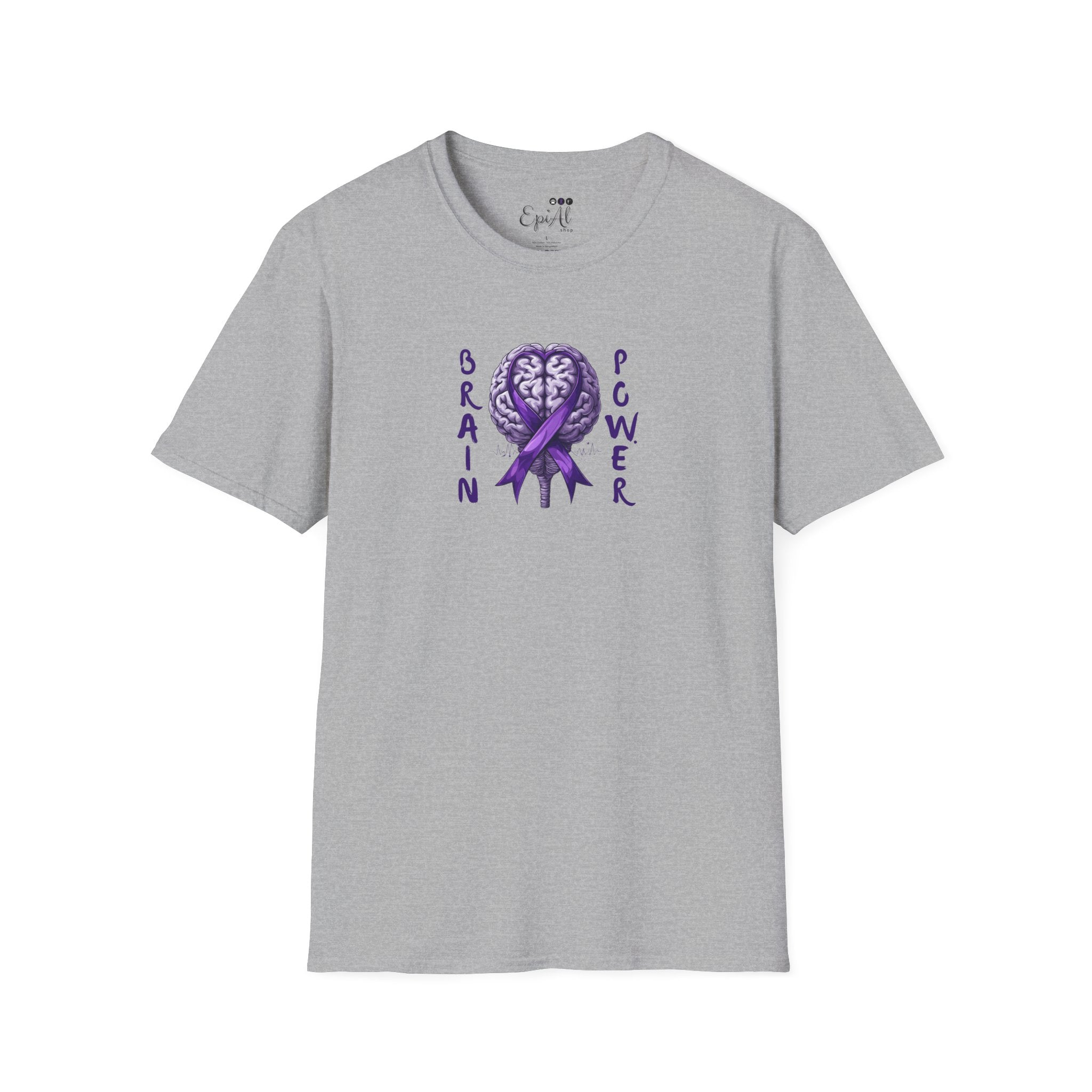 Brain Power Unisex Softstyle T-Shirt, Purple Ribbon Tee - Clothing, T-shirts - EpiAl's Shop