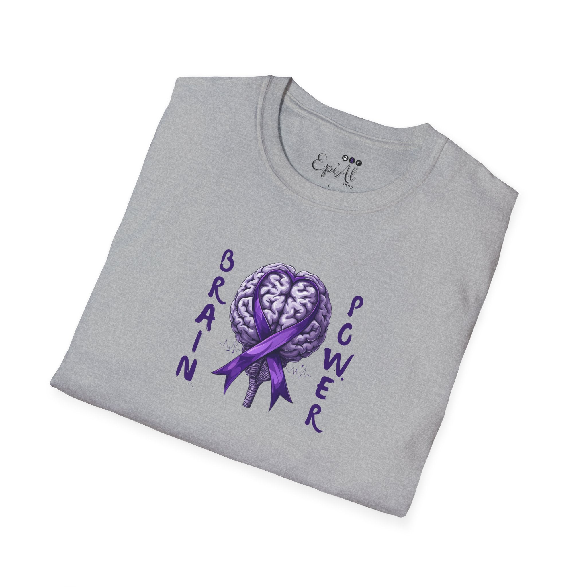Brain Power Unisex Softstyle T-Shirt, Purple Ribbon Tee - Clothing, T-shirts - EpiAl's Shop