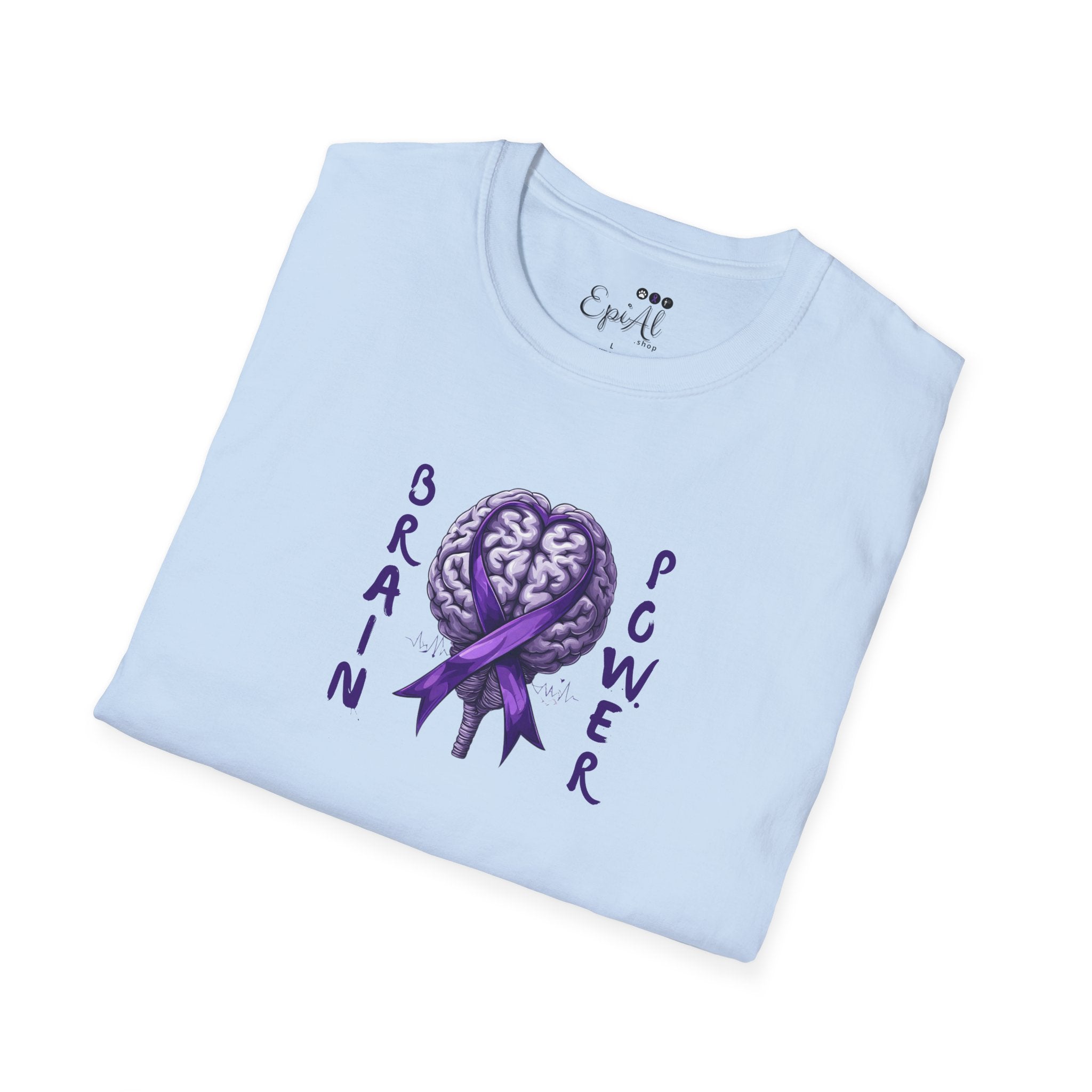 Brain Power Unisex Softstyle T-Shirt, Purple Ribbon Tee - Clothing, T-shirts - EpiAl's Shop