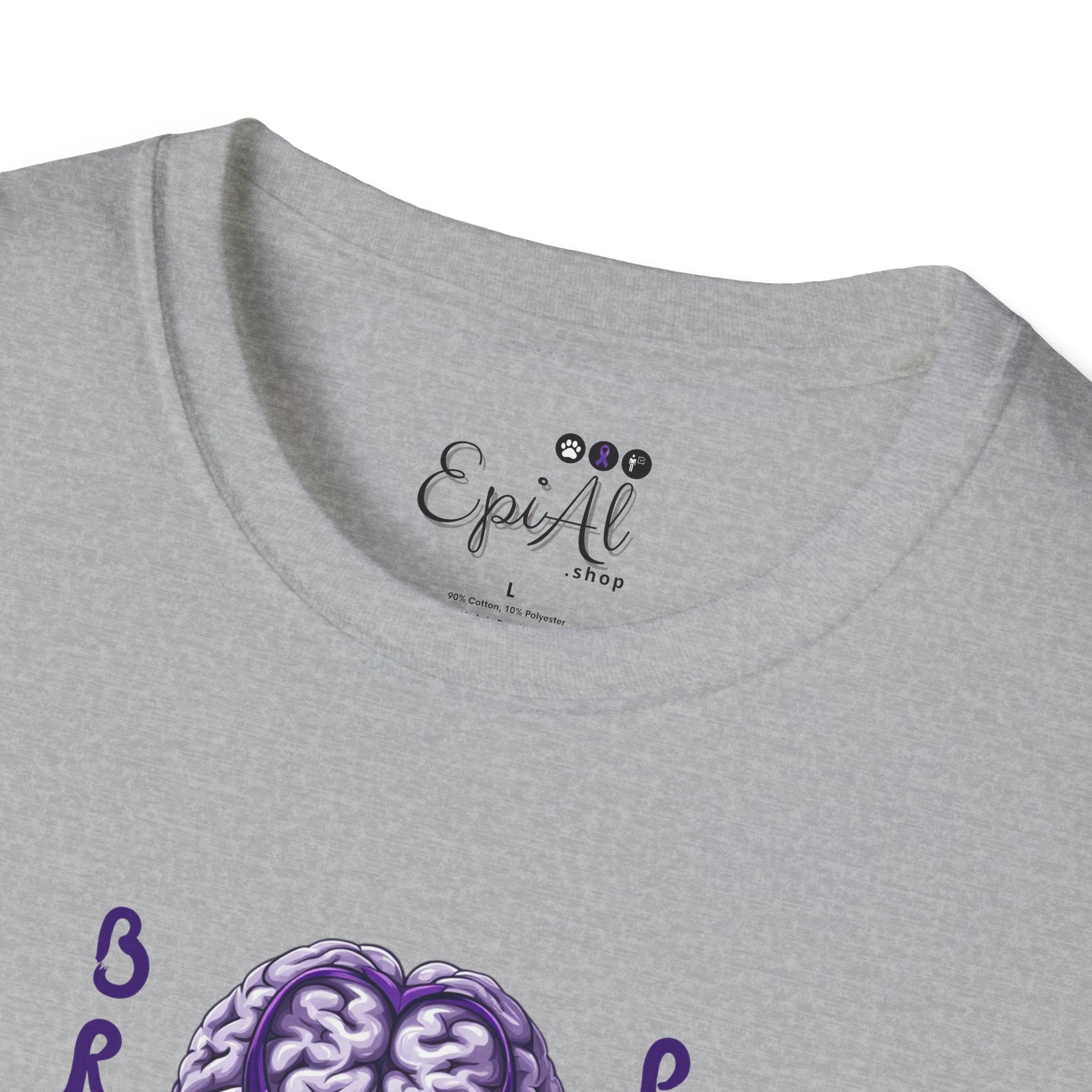 Brain Power Unisex Softstyle T-Shirt, Purple Ribbon Tee - Clothing, T-shirts - EpiAl's Shop