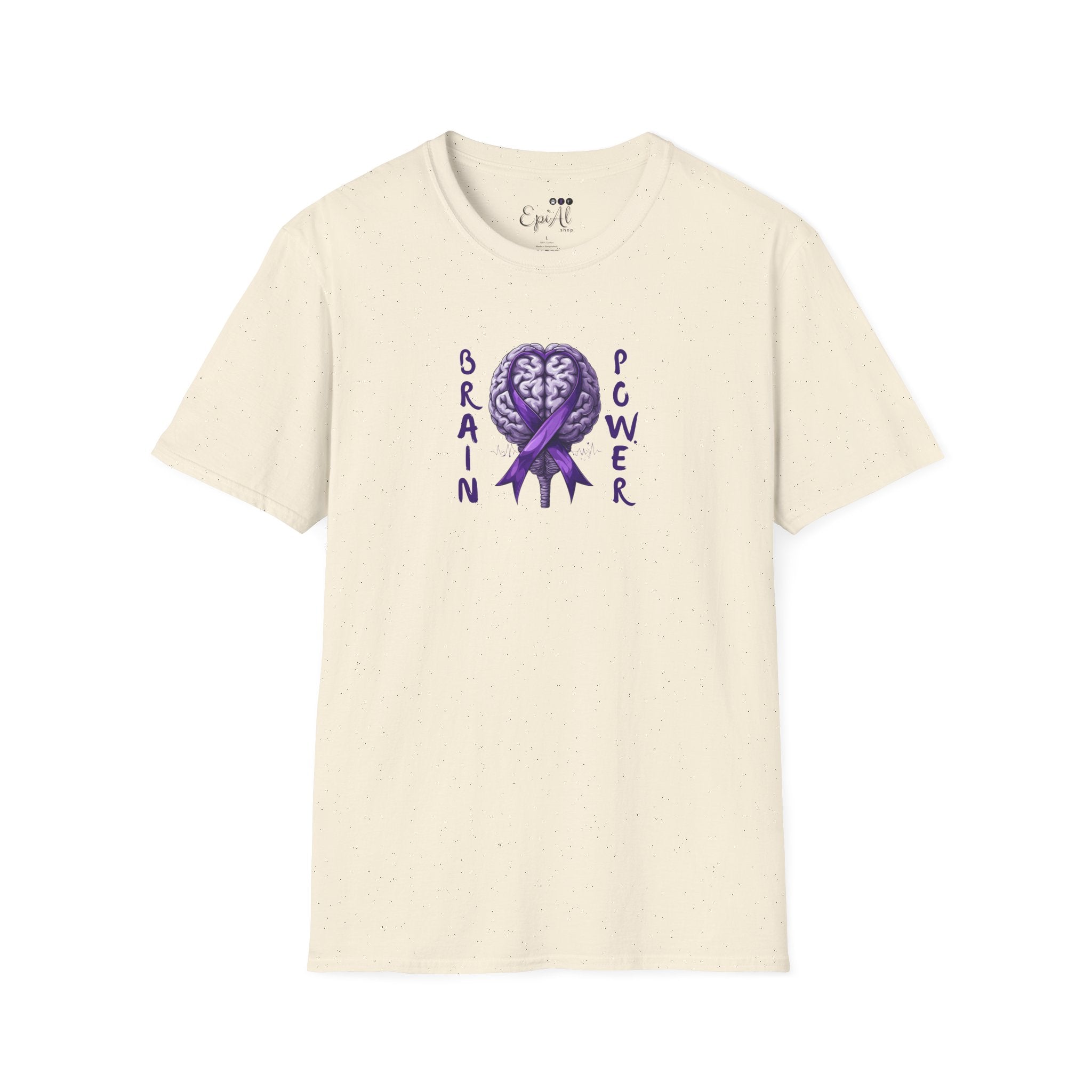 Brain Power Unisex Softstyle T-Shirt, Purple Ribbon Tee - Clothing, T-shirts - EpiAl's Shop