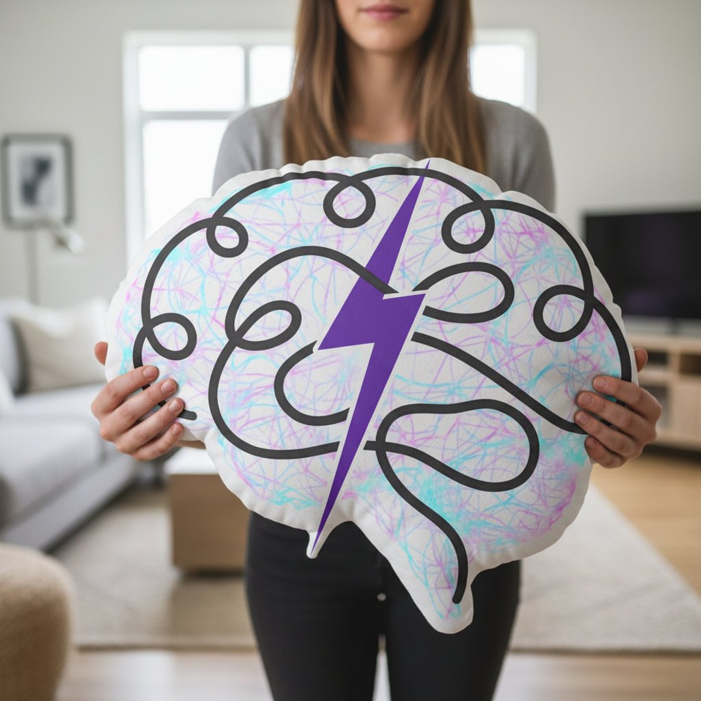 Brain Silhouette Pillow — Built Different, Still Strong - Decor, Pillows, Shaped - EpiAl's Shop
