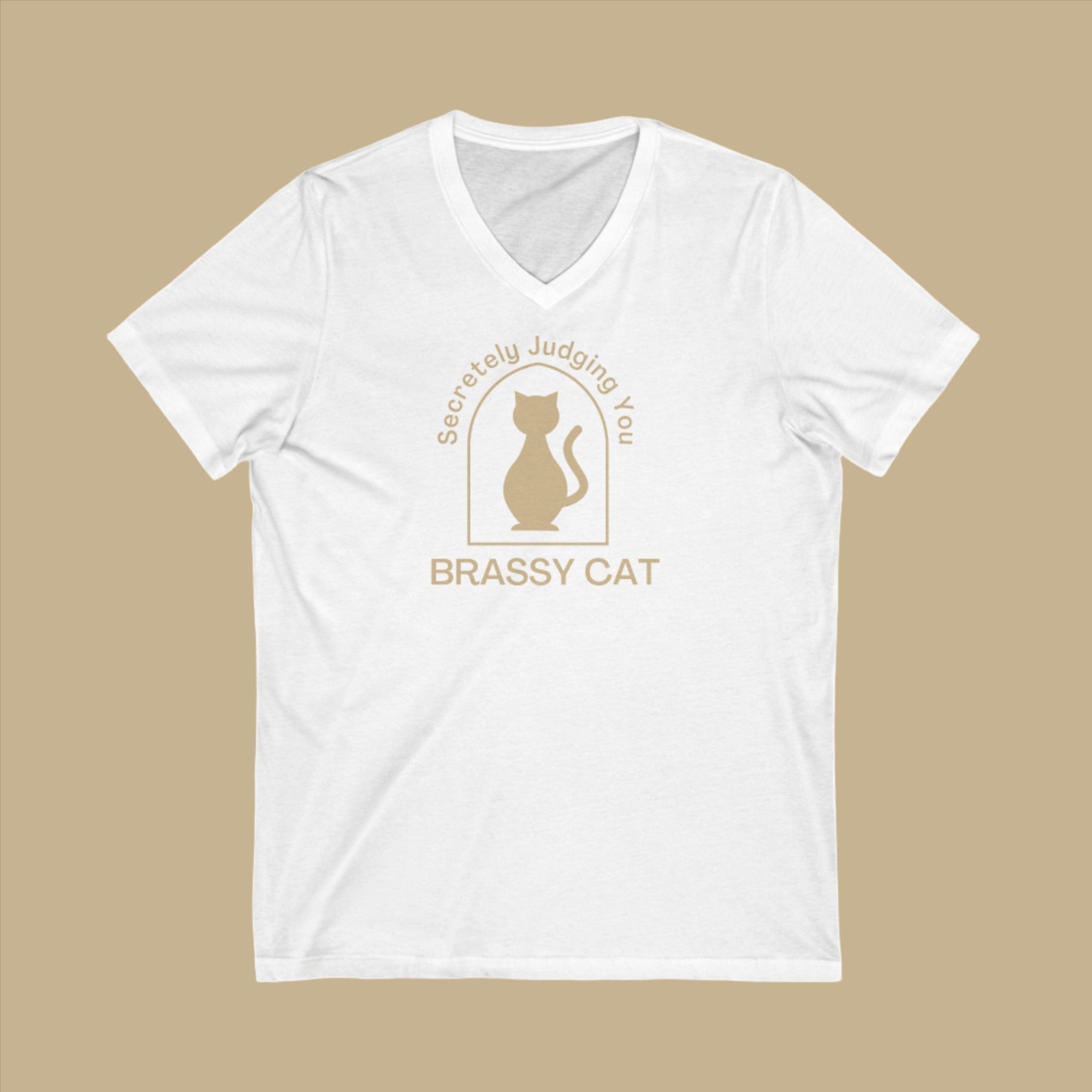 Brassy Cat Unisex Jersey Short Sleeve V - Neck Tee - V - neck - Epileptic Al’s Shop