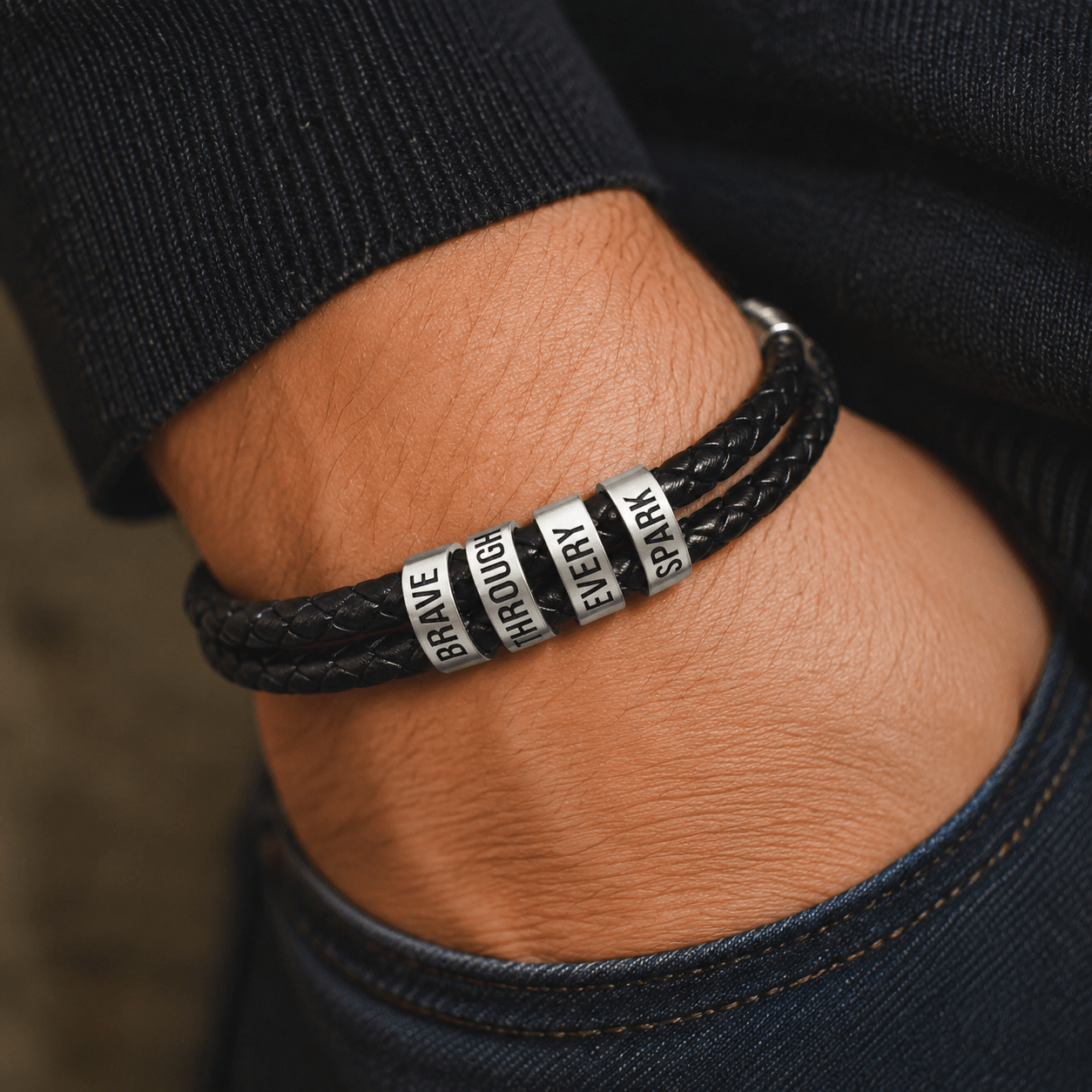Brave Through Every Spark Leather Bracelet - Jewelry, Bracelets - EpiAl's Shop