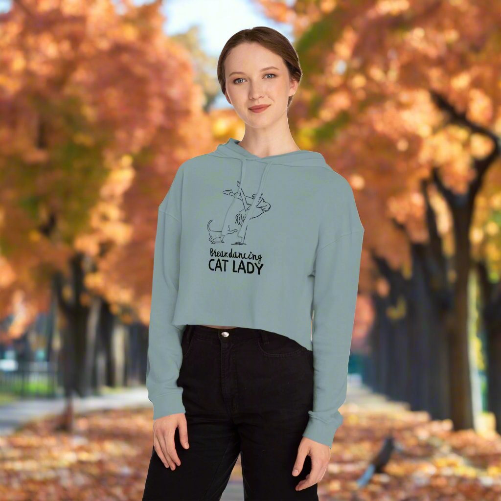 Breakdancing Cat Lady Cropped Hooded Sweatshirt - Hoodie - EpiAl's Shop