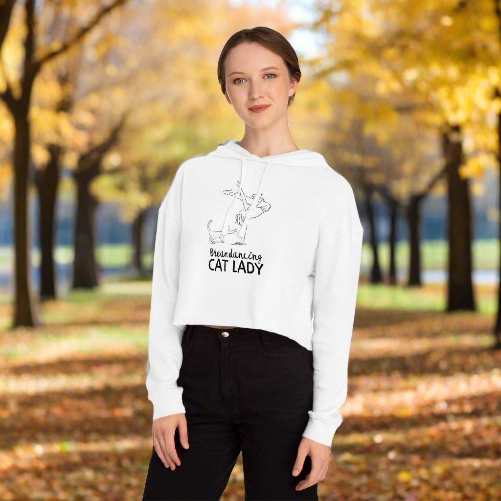 Breakdancing Cat Lady Cropped Hooded Sweatshirt - Hoodie - EpiAl's Shop
