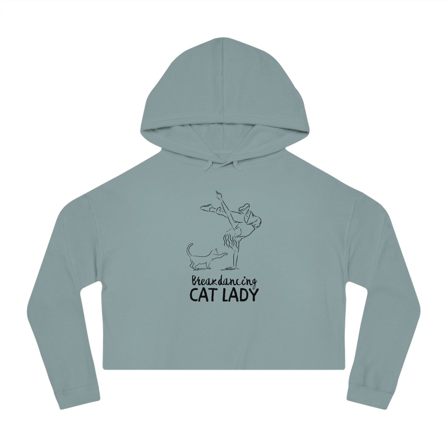 Breakdancing Cat Lady Cropped Hooded Sweatshirt - Hoodie - EpiAl's Shop