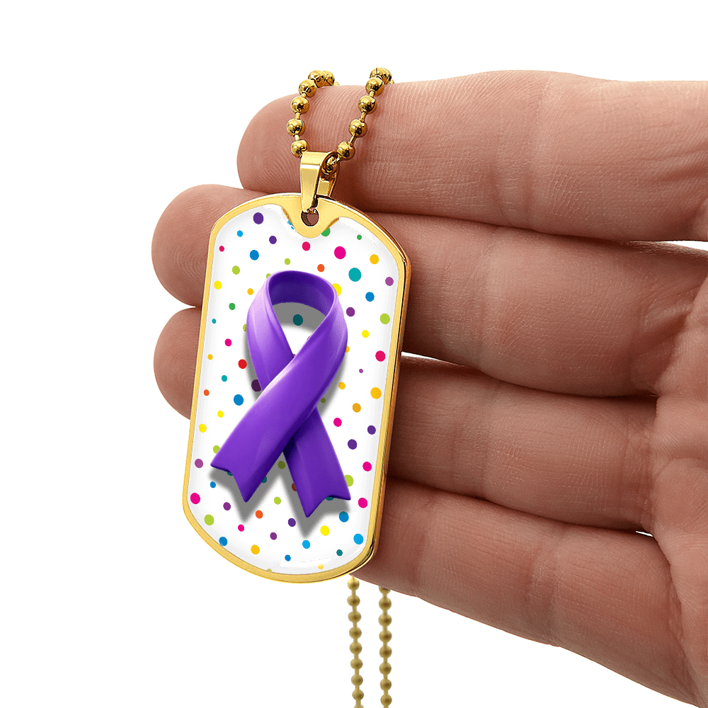 Bubble Ribbon on Polka Dots Epilepsy Awareness Necklace - Jewelry, Necklaces - EpiAl's Shop