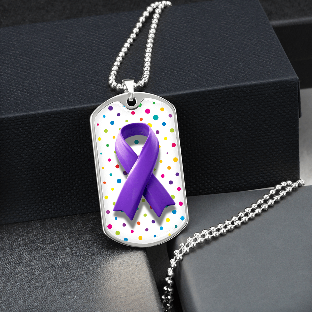Bubble Ribbon on Polka Dots Epilepsy Awareness Necklace - Jewelry, Necklaces - EpiAl's Shop