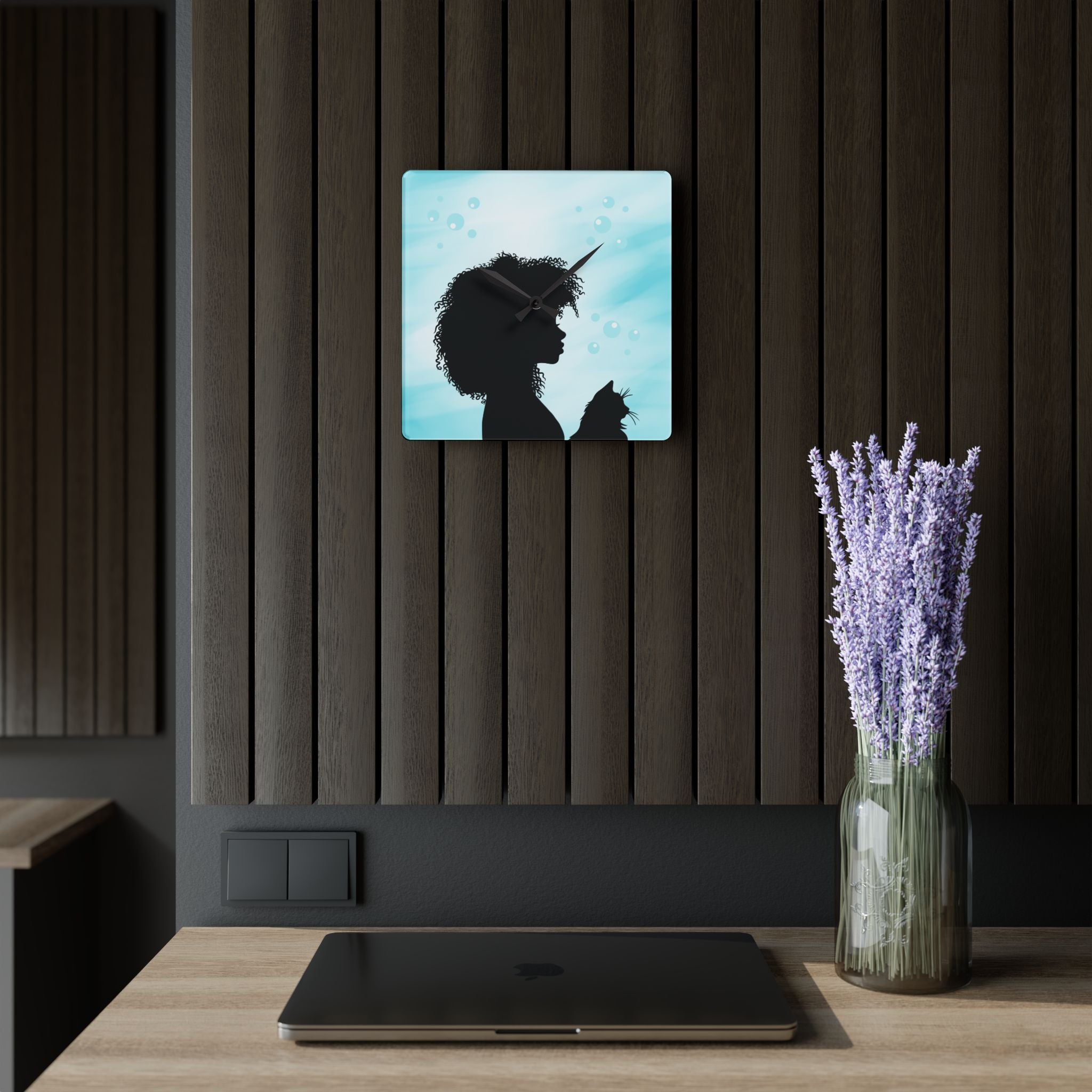 Bubbles Cat Lady Acrylic Wall Clock - Decor, Home, Wall Clocks - EpiAl's Shop