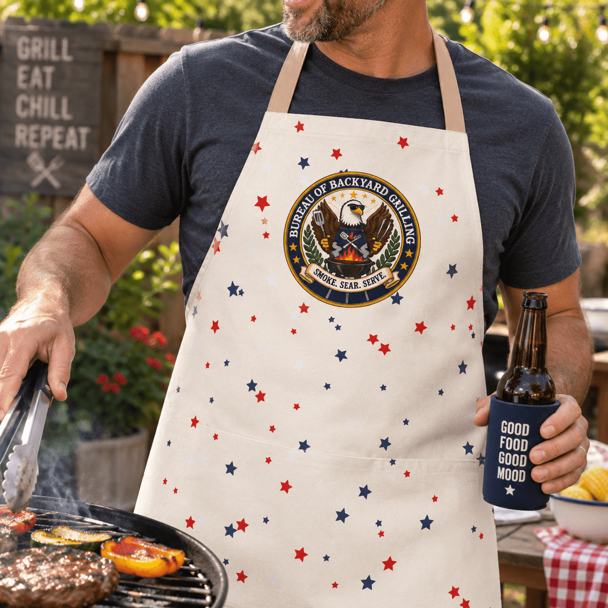 Bureau of Backyard Grilling Patriotic Apron - Cooking Accessories, Aprons - EpiAl's Shop