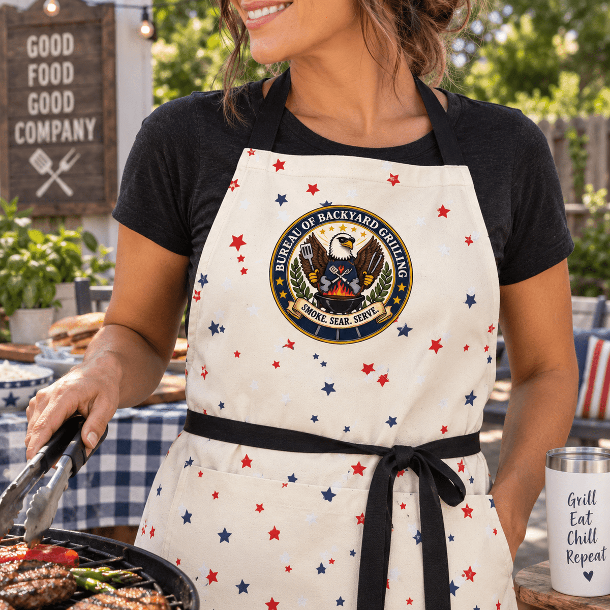 Bureau of Backyard Grilling Patriotic Apron - Cooking Accessories, Aprons - EpiAl's Shop