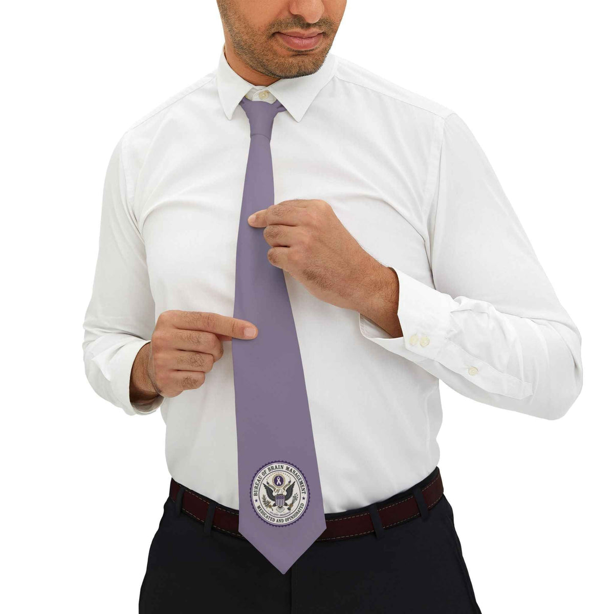 Bureau of Brain Management Necktie | Medicated and Opinionated Purple Statement Tie - Clothing, Men, Neckties - EpiAl's Shop