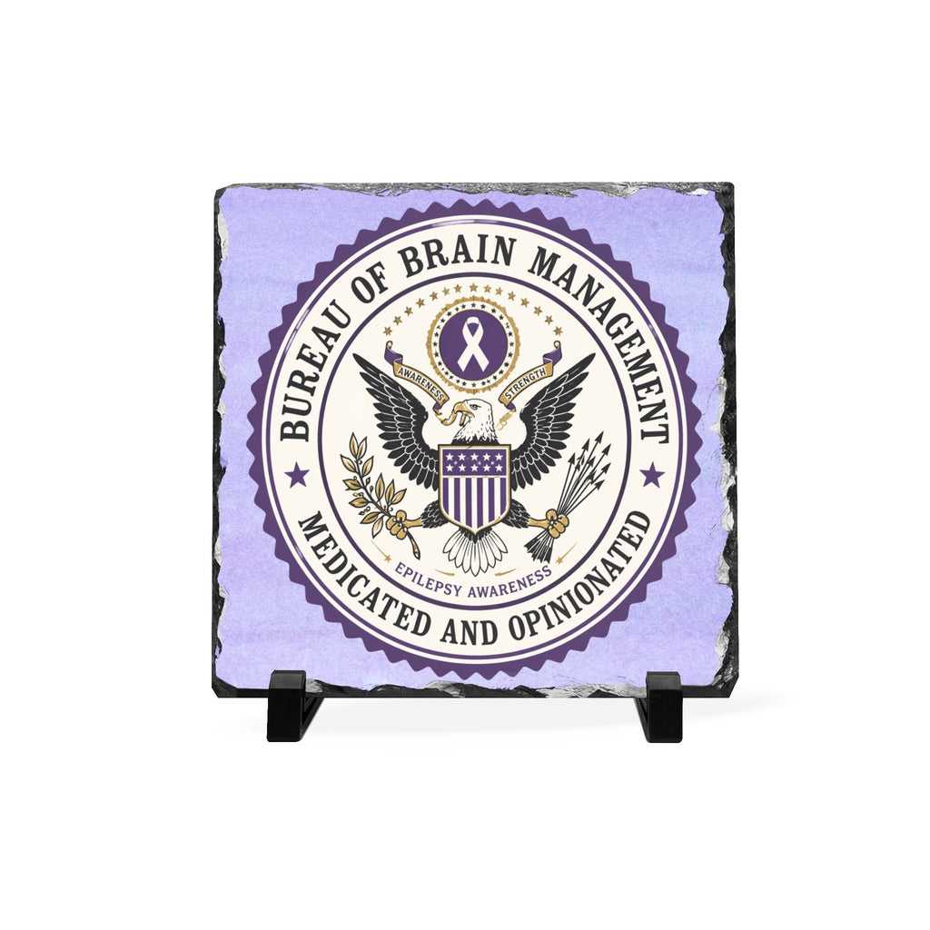 Bureau of Brain Management Slate Plaque | “Medicated and Opinionated” Desk Sign - Decor, Artwork, Signs, Desk - EpiAl's Shop